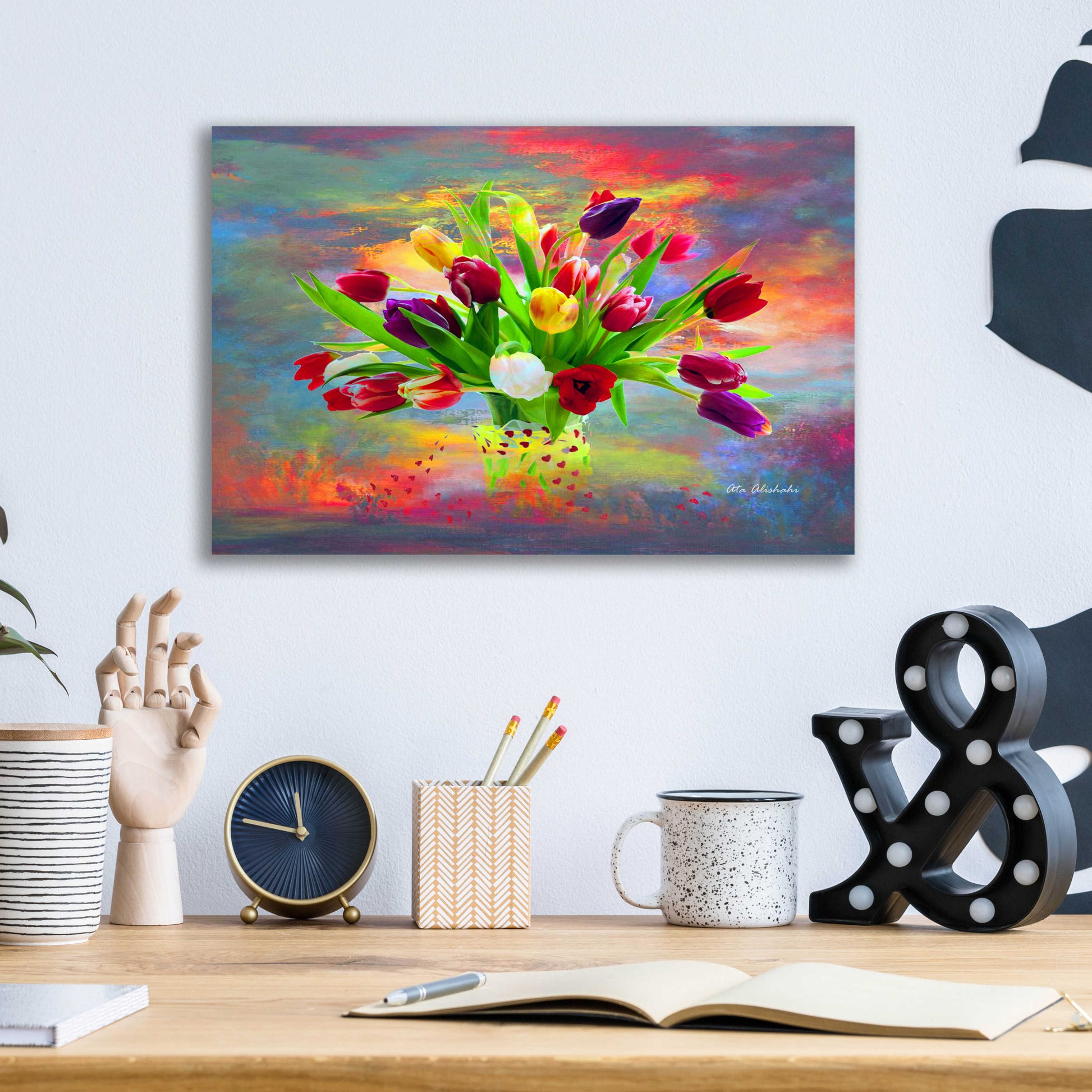 Epic Art 'Colorful Flowers 2' by Ata Alishahi, Acrylic Glass Wall Art,16x12