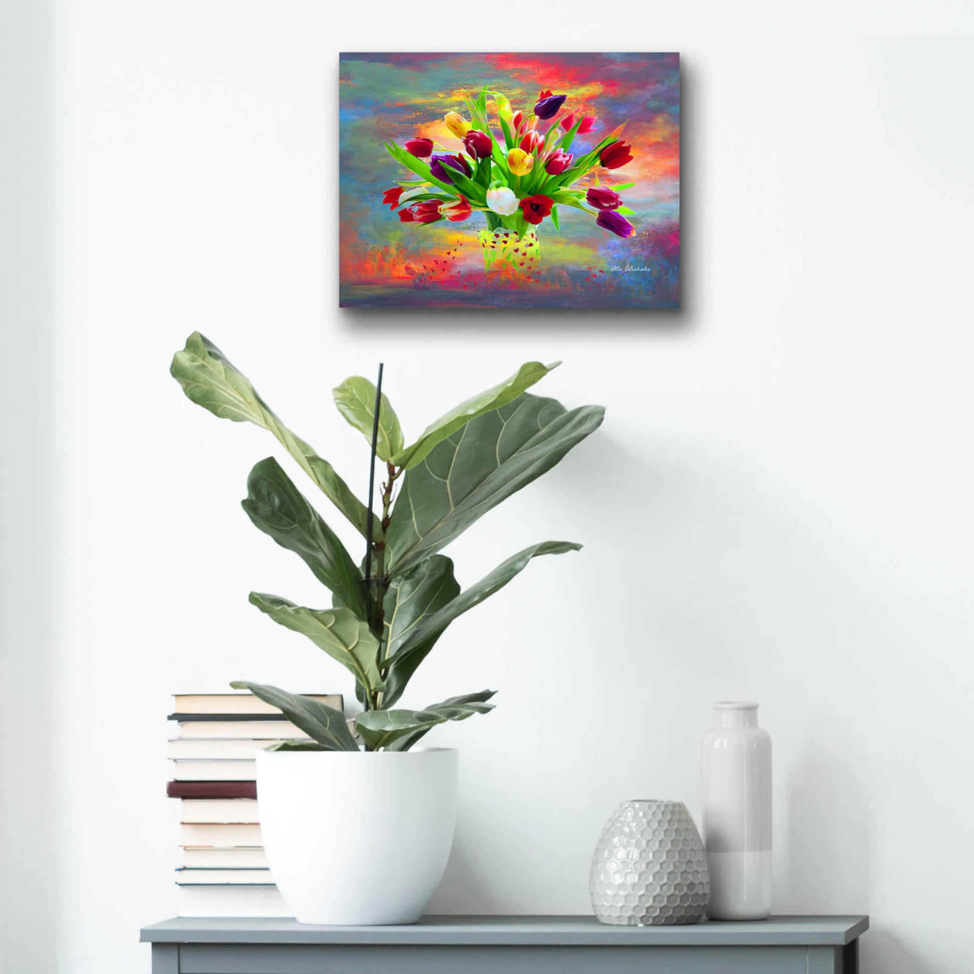 Epic Art 'Colorful Flowers 2' by Ata Alishahi, Acrylic Glass Wall Art,16x12