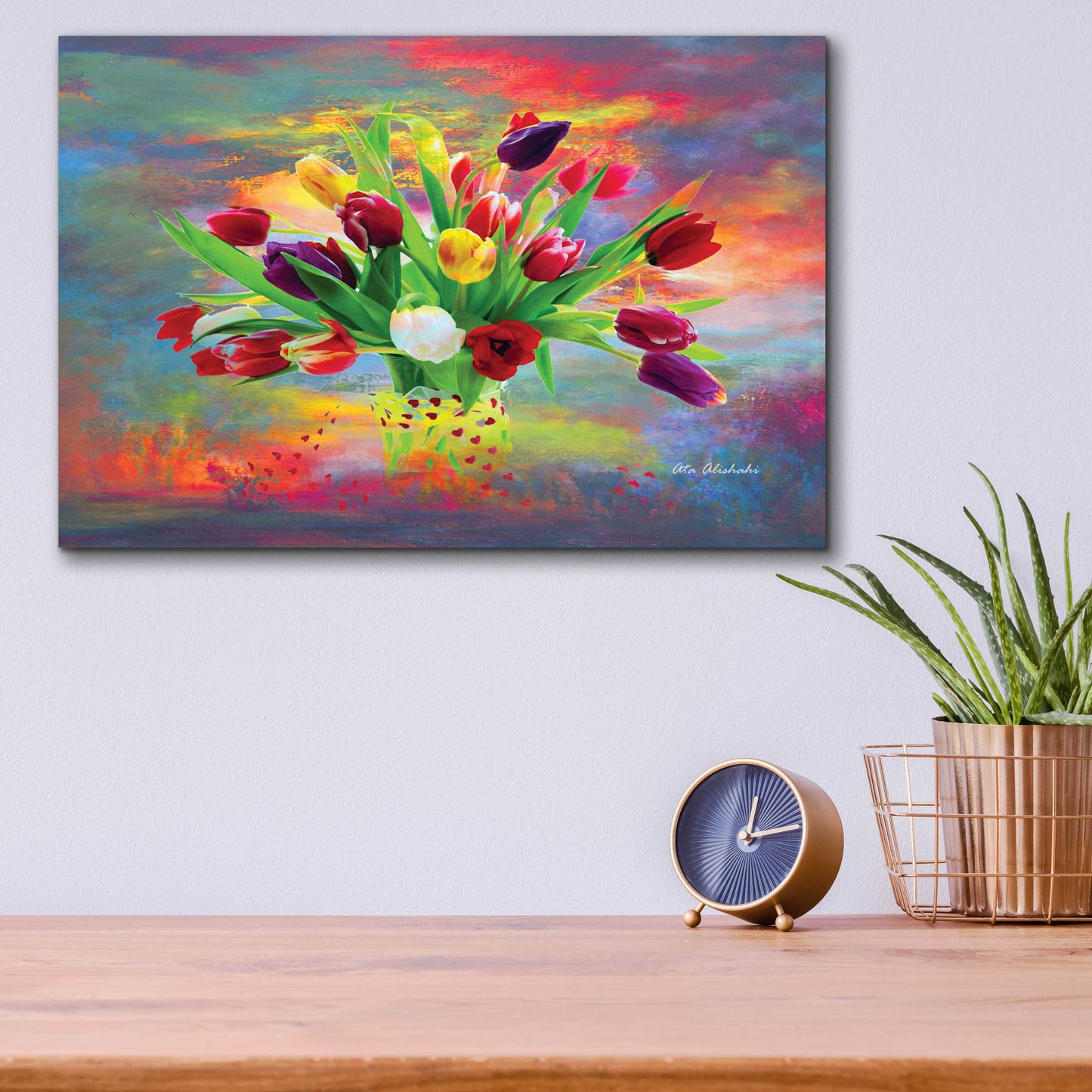 Epic Art 'Colorful Flowers 2' by Ata Alishahi, Acrylic Glass Wall Art,16x12