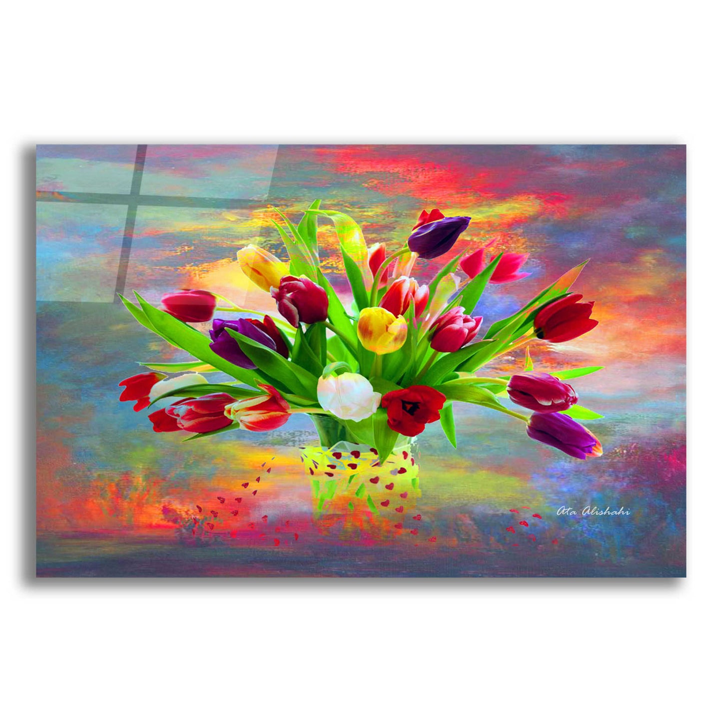 Epic Art 'Colorful Flowers 2' by Ata Alishahi, Acrylic Glass Wall Art,16x12