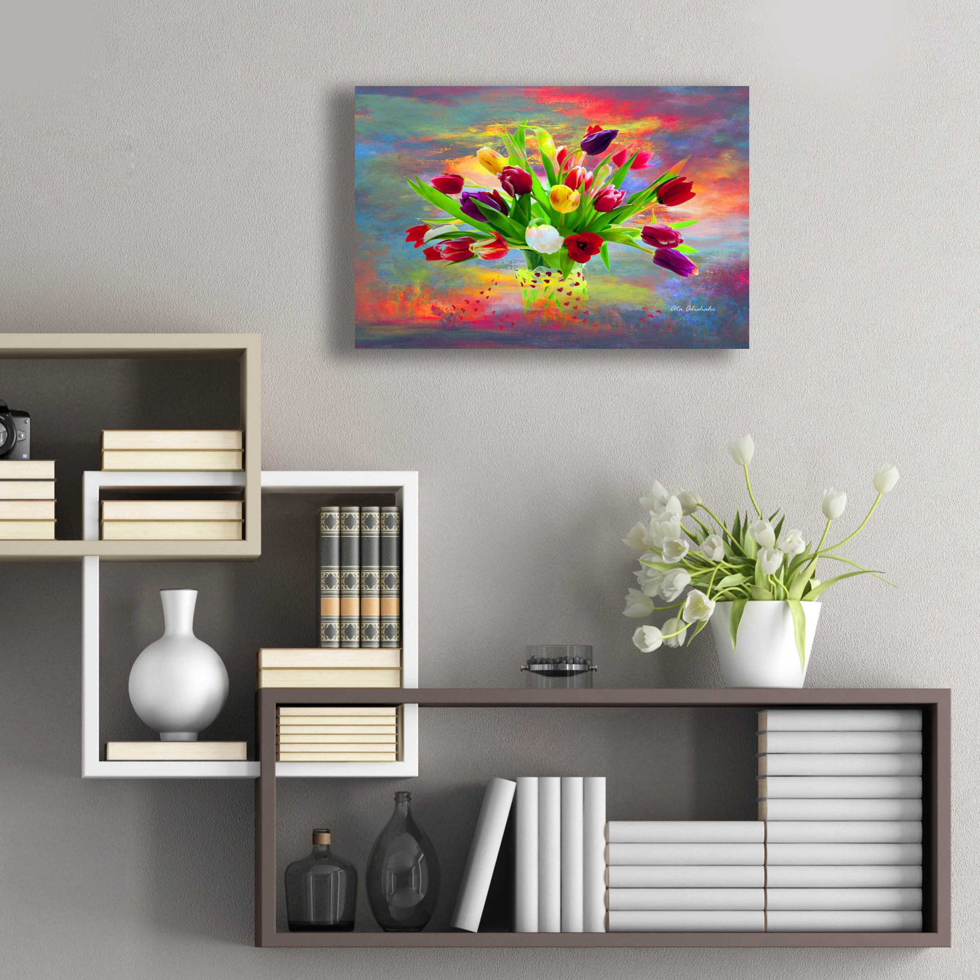 Epic Art 'Colorful Flowers 2' by Ata Alishahi, Acrylic Glass Wall Art,24x16