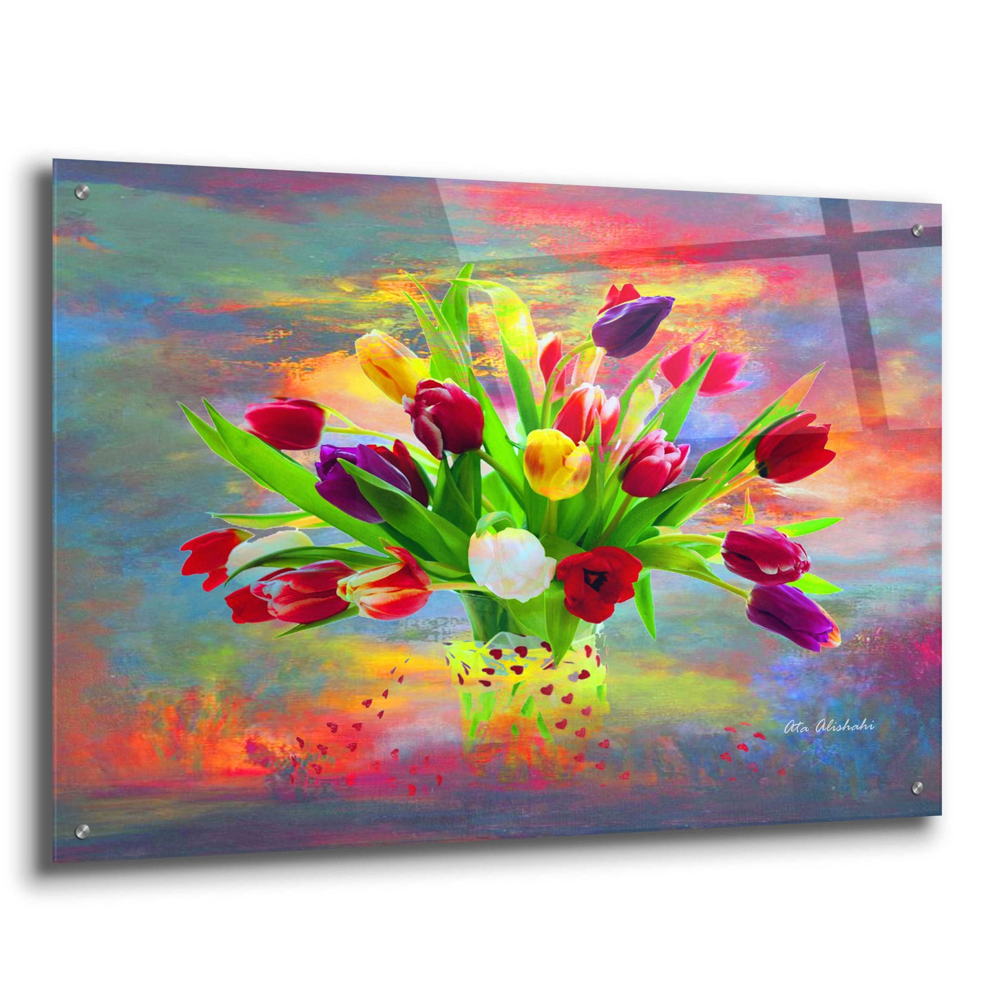 Epic Art 'Colorful Flowers 2' by Ata Alishahi, Acrylic Glass Wall Art,36x24