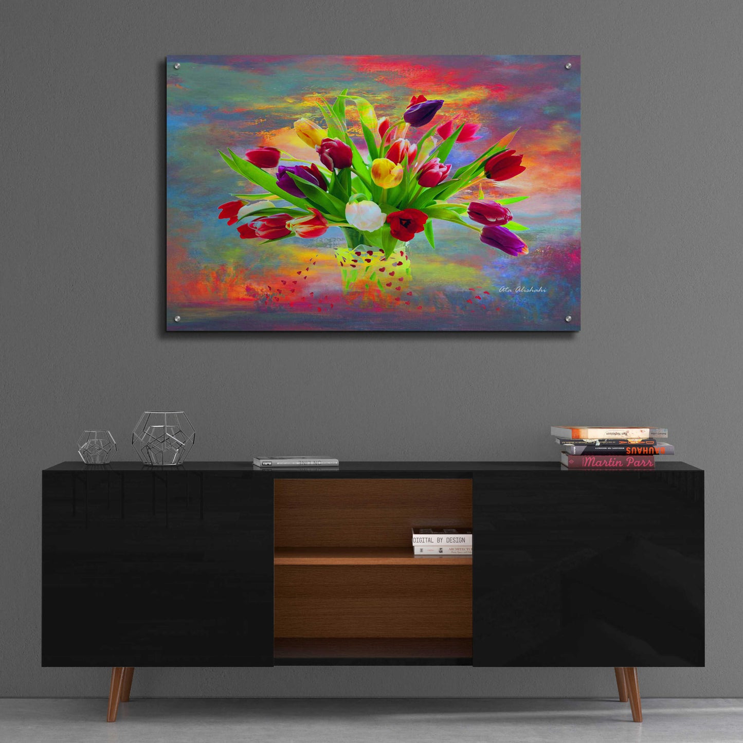 Epic Art 'Colorful Flowers 2' by Ata Alishahi, Acrylic Glass Wall Art,36x24