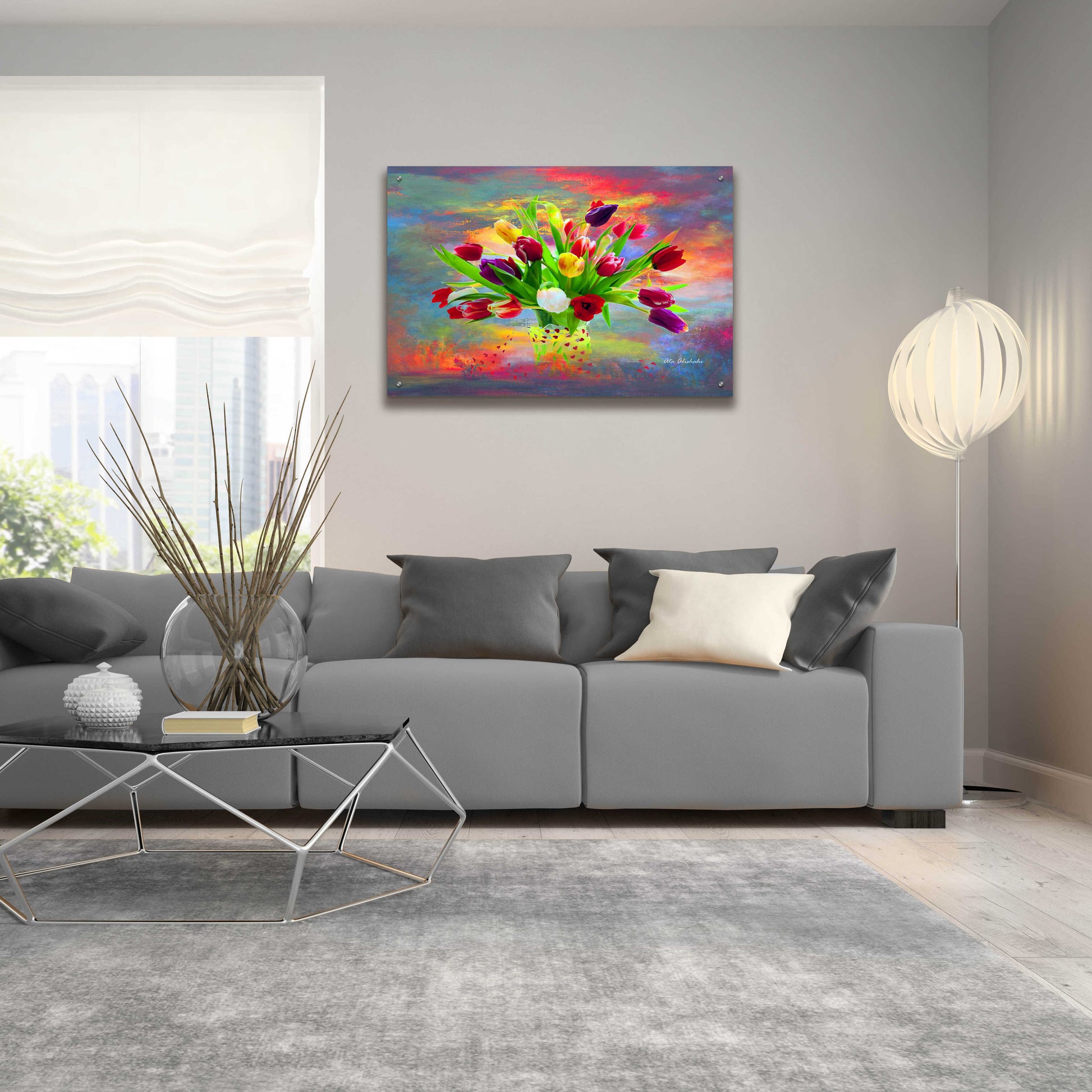 Epic Art 'Colorful Flowers 2' by Ata Alishahi, Acrylic Glass Wall Art,36x24