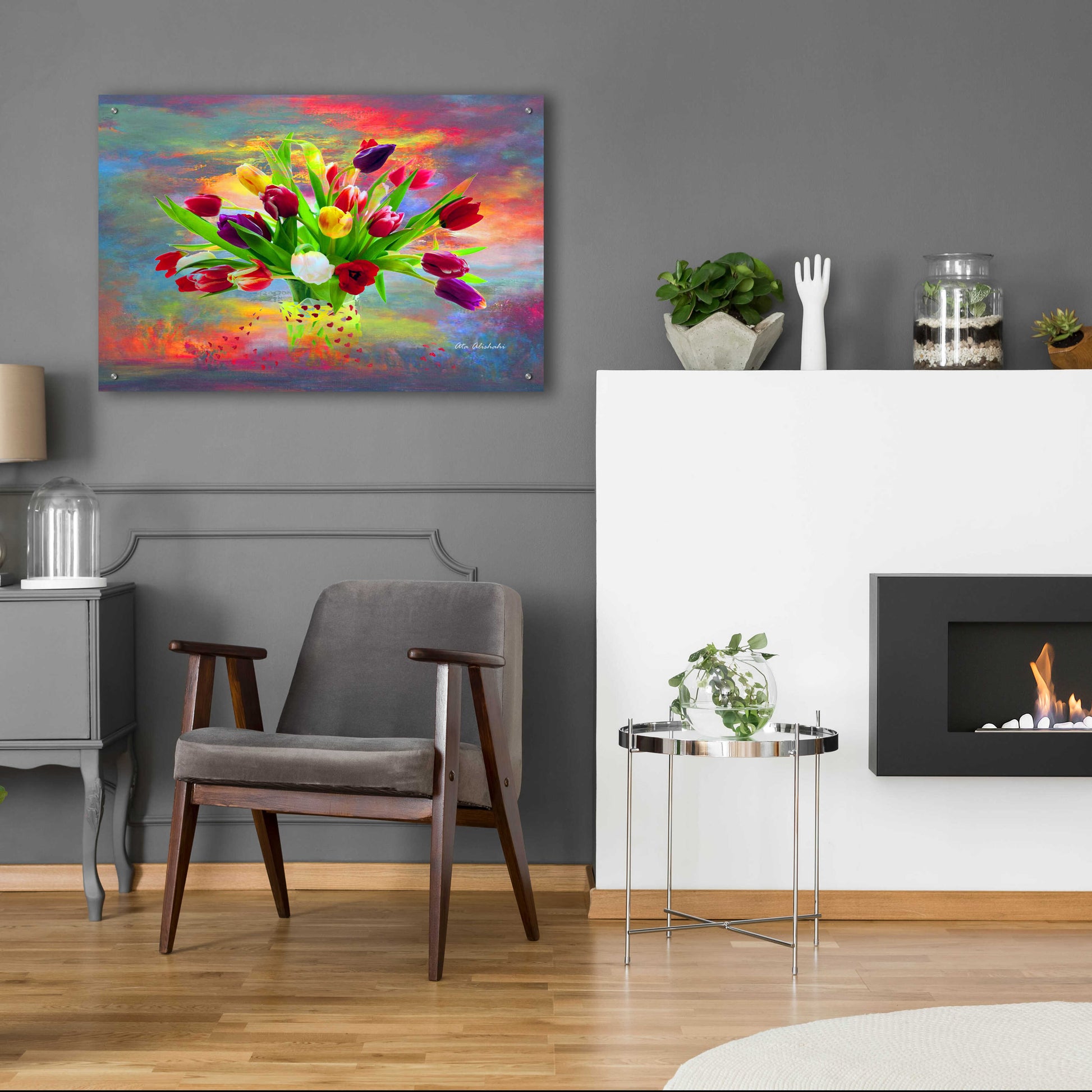 Epic Art 'Colorful Flowers 2' by Ata Alishahi, Acrylic Glass Wall Art,36x24