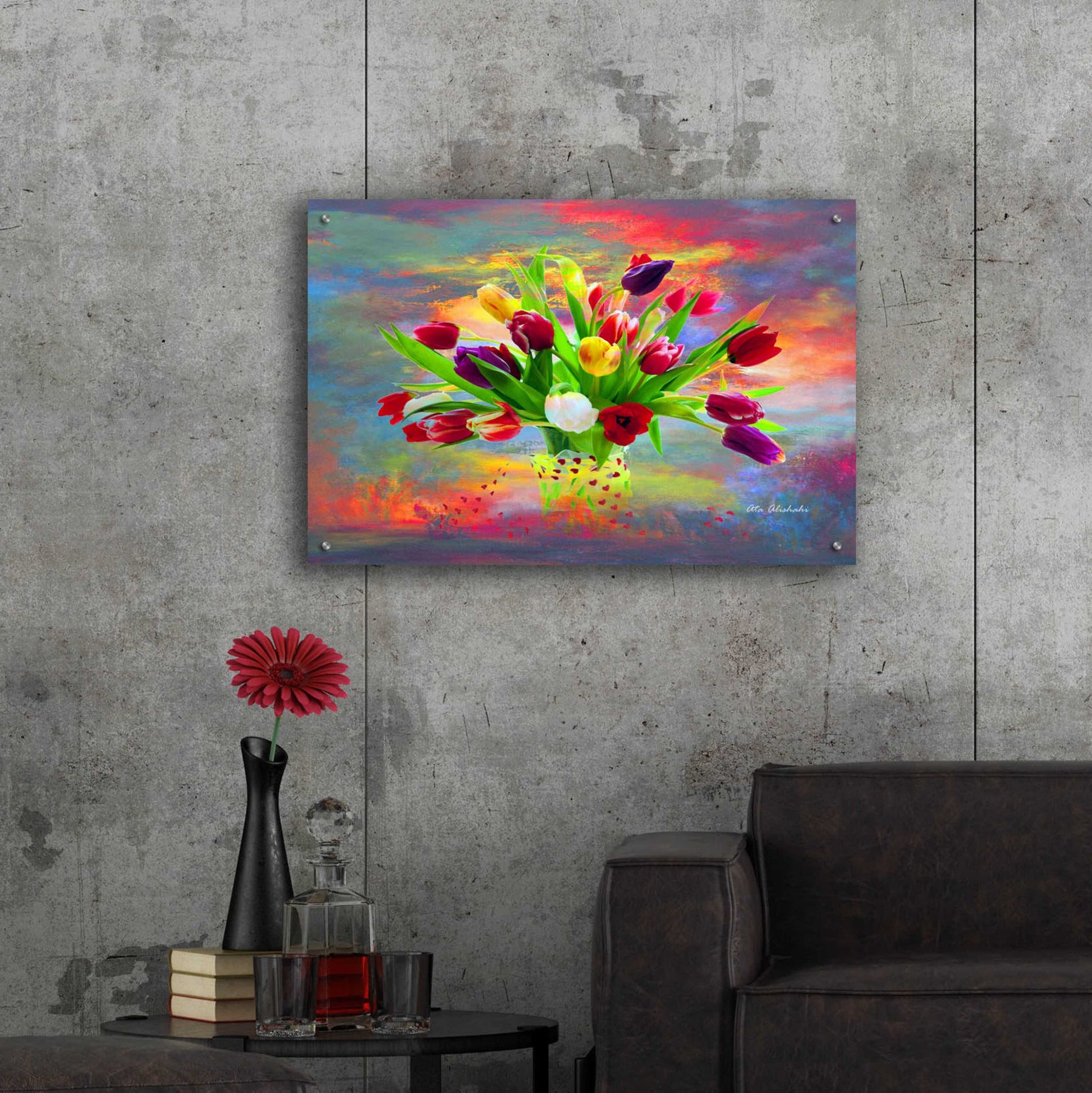 Epic Art 'Colorful Flowers 2' by Ata Alishahi, Acrylic Glass Wall Art,36x24