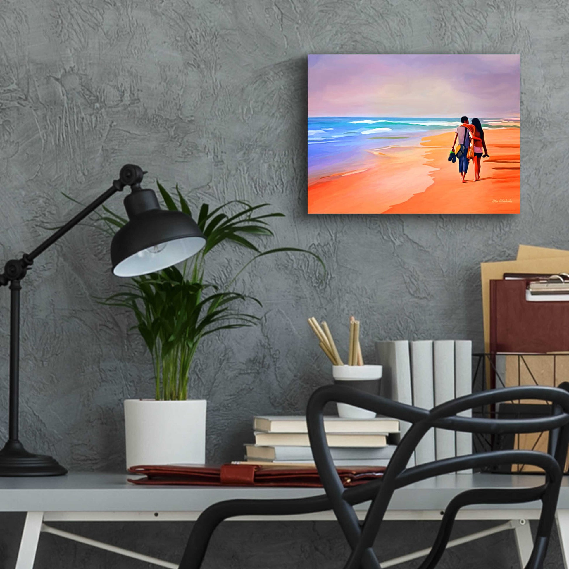 Epic Art 'Beach Walk' by Ata Alishahi, Acrylic Glass Wall Art,16x12