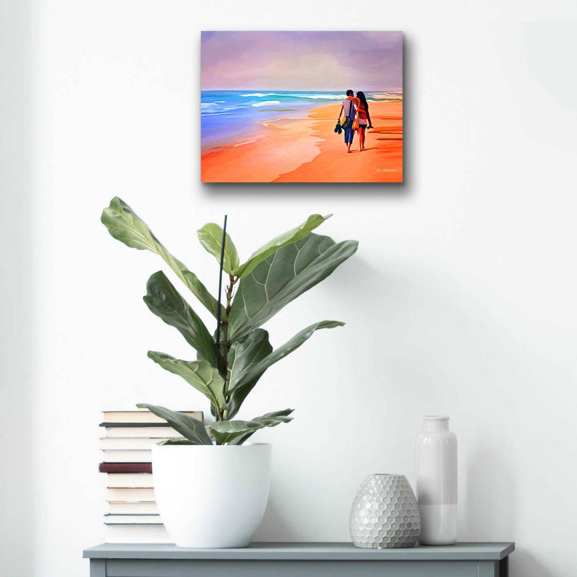 Epic Art 'Beach Walk' by Ata Alishahi, Acrylic Glass Wall Art,16x12