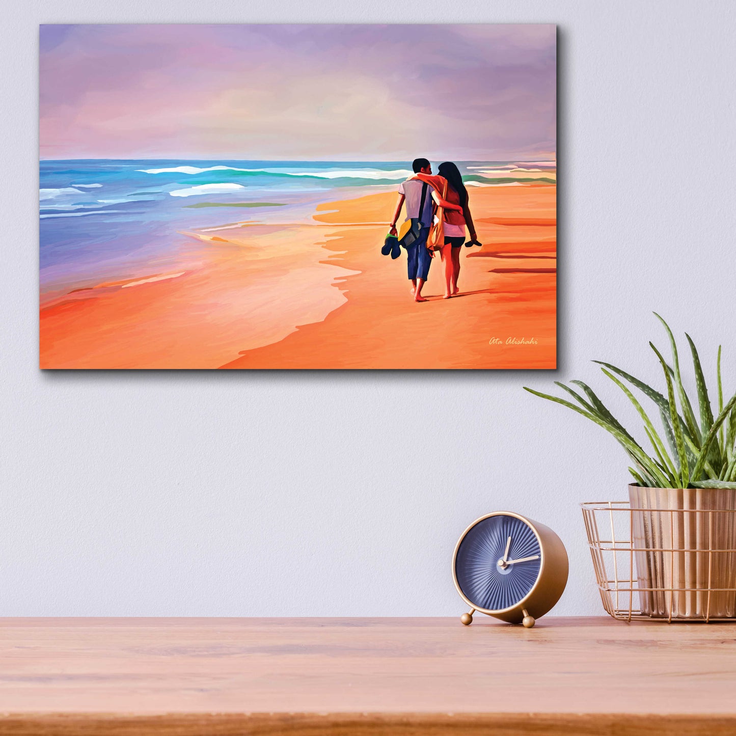 Epic Art 'Beach Walk' by Ata Alishahi, Acrylic Glass Wall Art,16x12