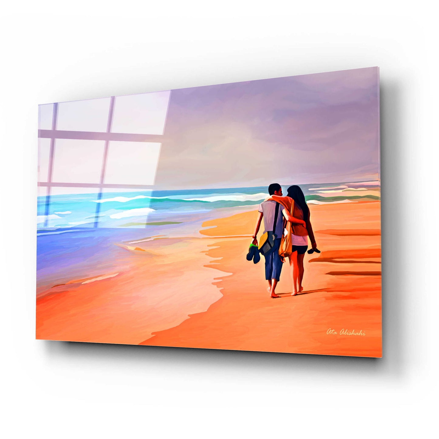 Epic Art 'Beach Walk' by Ata Alishahi, Acrylic Glass Wall Art,24x16