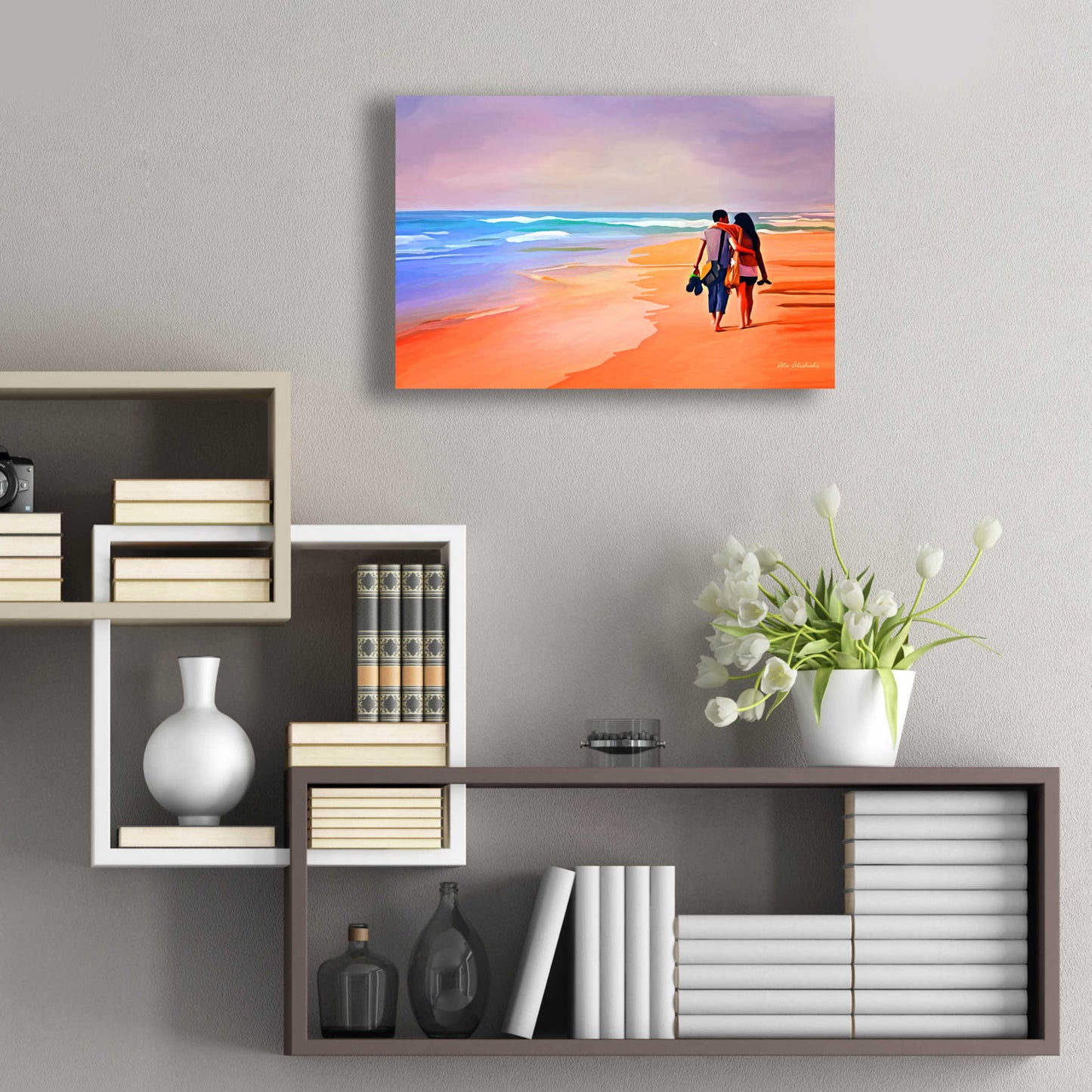 Epic Art 'Beach Walk' by Ata Alishahi, Acrylic Glass Wall Art,24x16