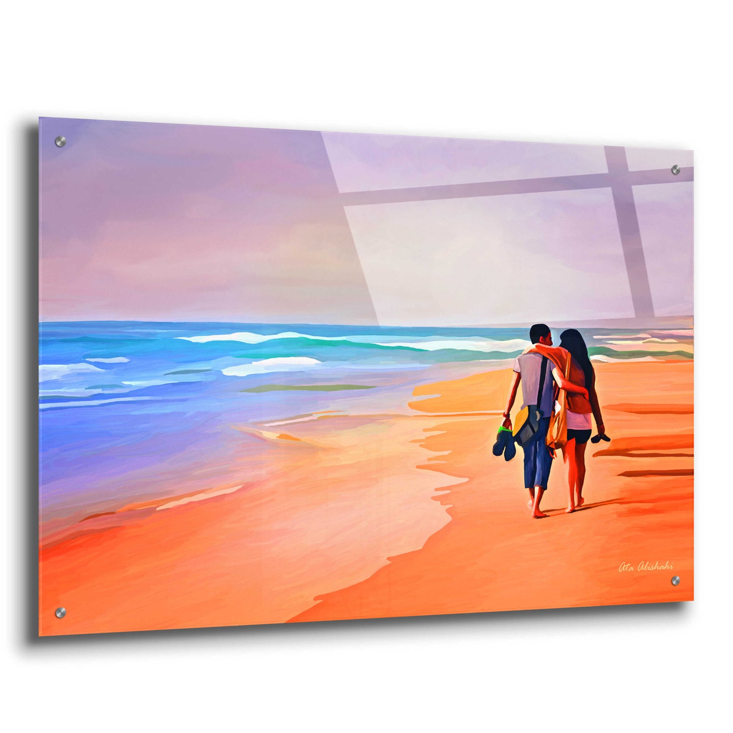 Epic Art 'Beach Walk' by Ata Alishahi, Acrylic Glass Wall Art,36x24