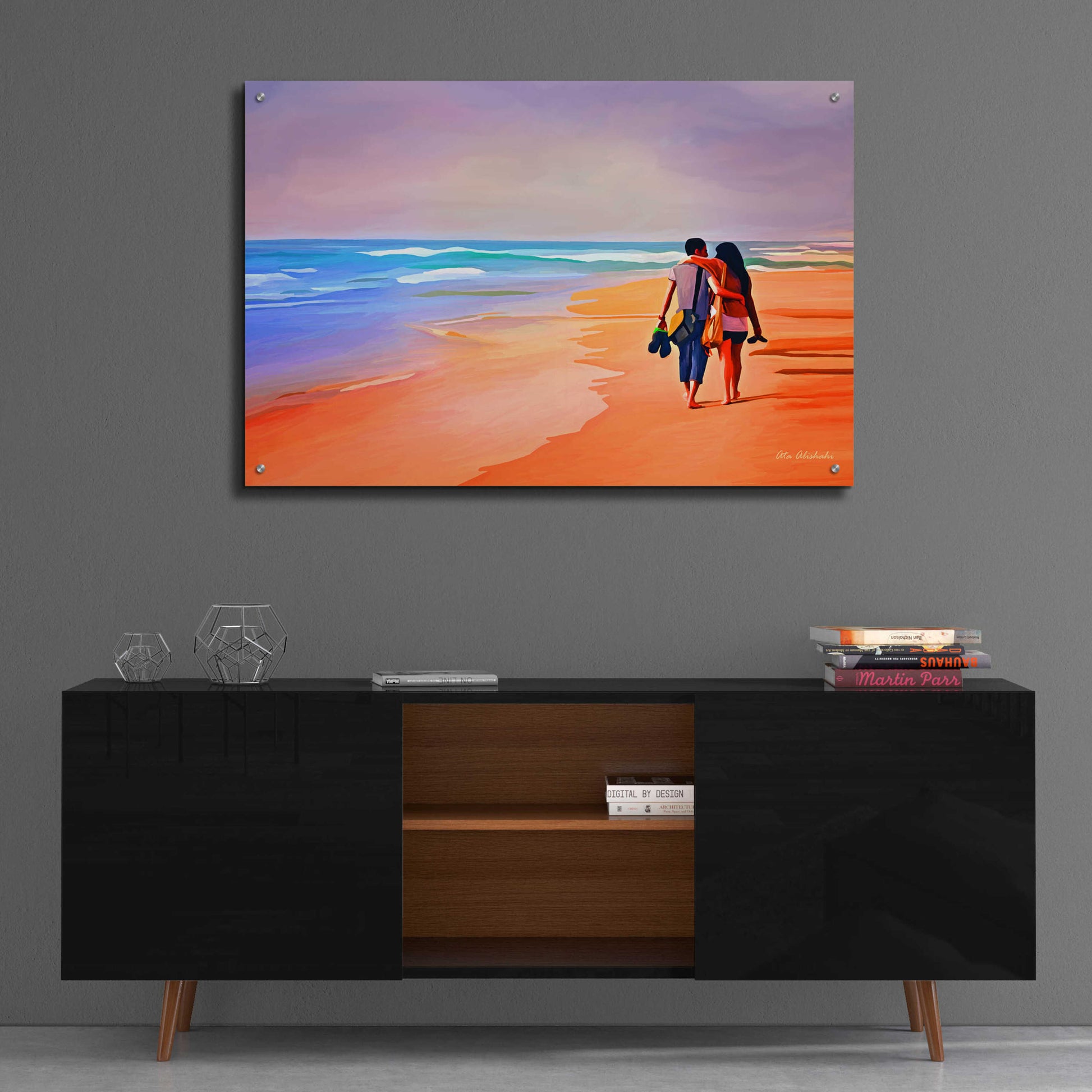 Epic Art 'Beach Walk' by Ata Alishahi, Acrylic Glass Wall Art,36x24