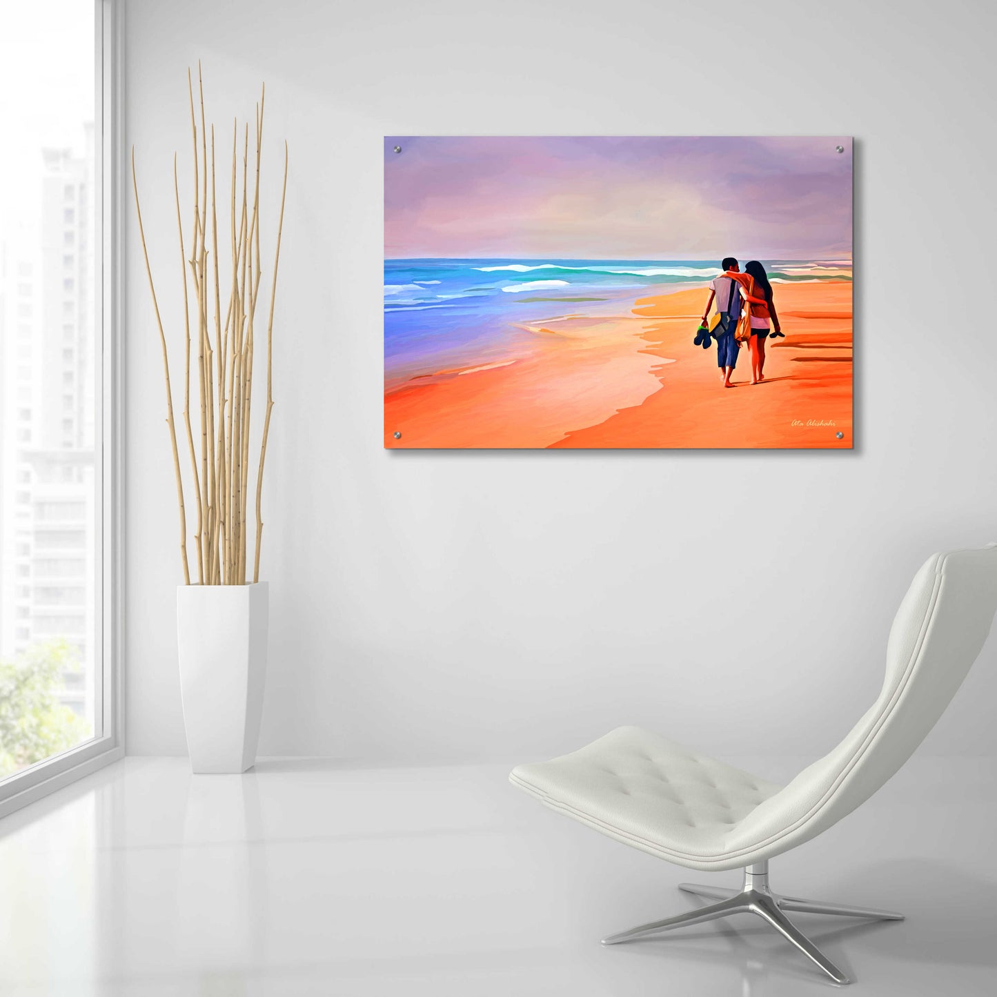 Epic Art 'Beach Walk' by Ata Alishahi, Acrylic Glass Wall Art,36x24