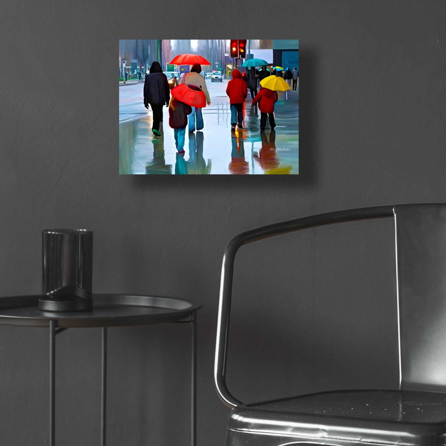 Epic Art 'Rainy Street' by Ata Alishahi, Acrylic Glass Wall Art,16x12