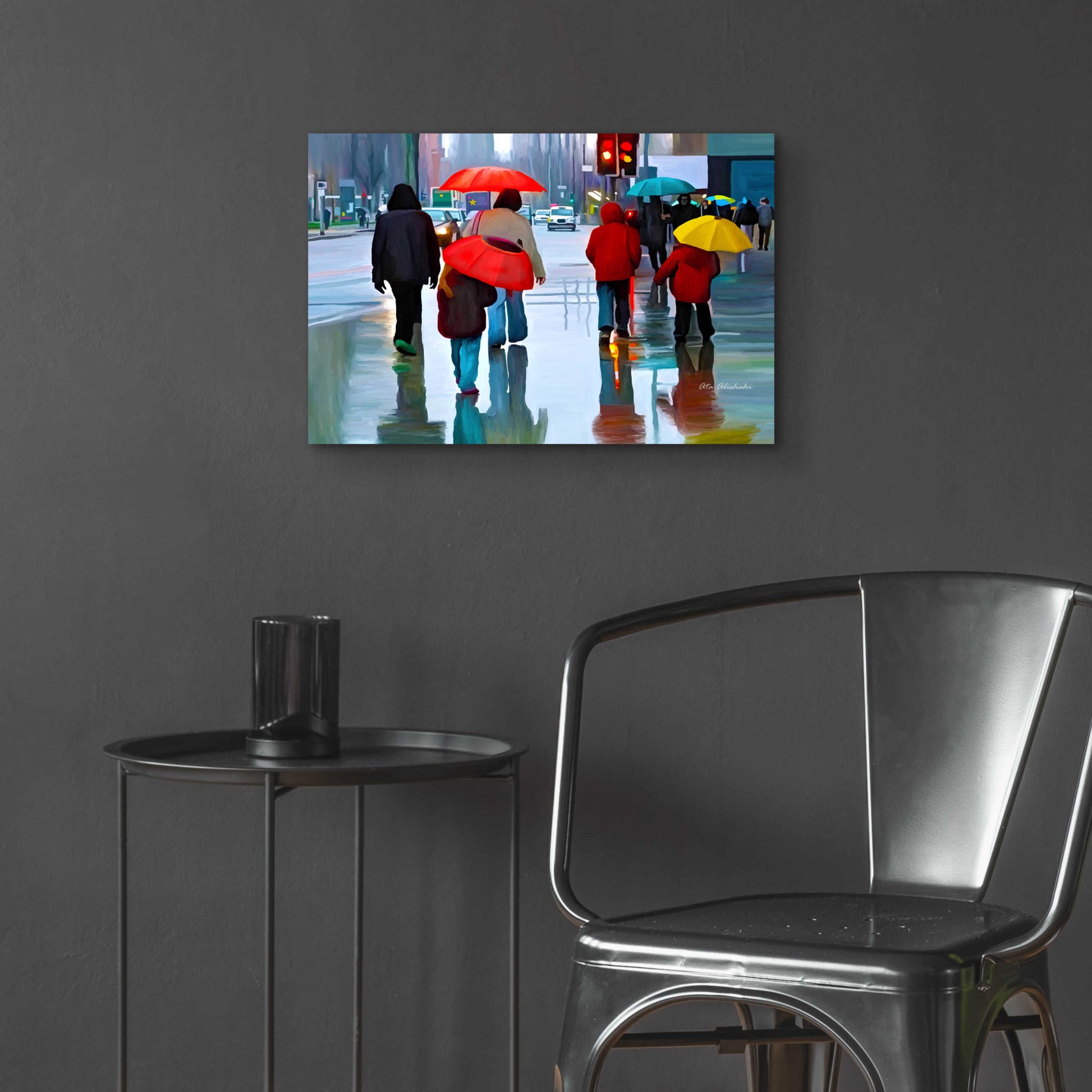 Epic Art 'Rainy Street' by Ata Alishahi, Acrylic Glass Wall Art,24x16