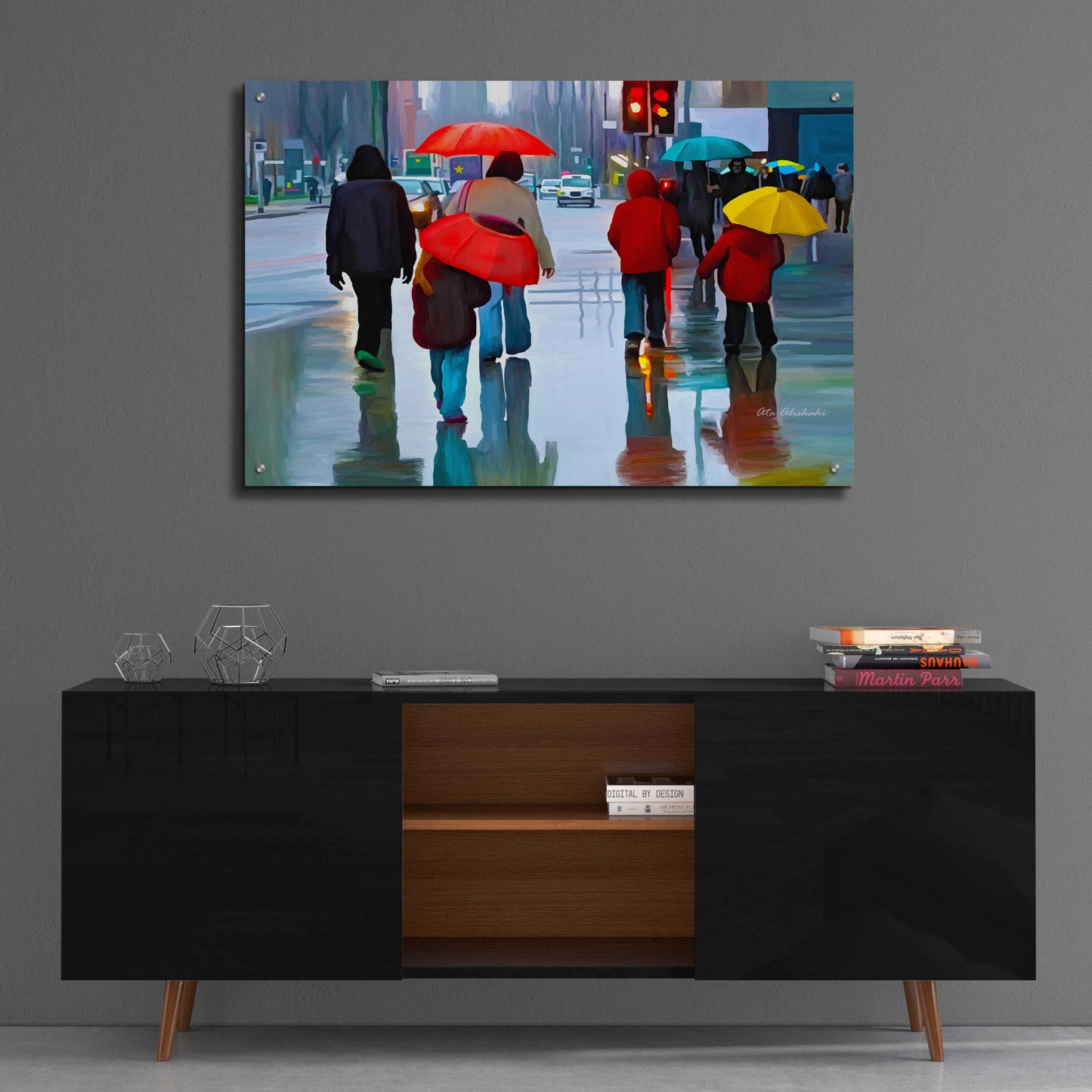 Epic Art 'Rainy Street' by Ata Alishahi, Acrylic Glass Wall Art,36x24