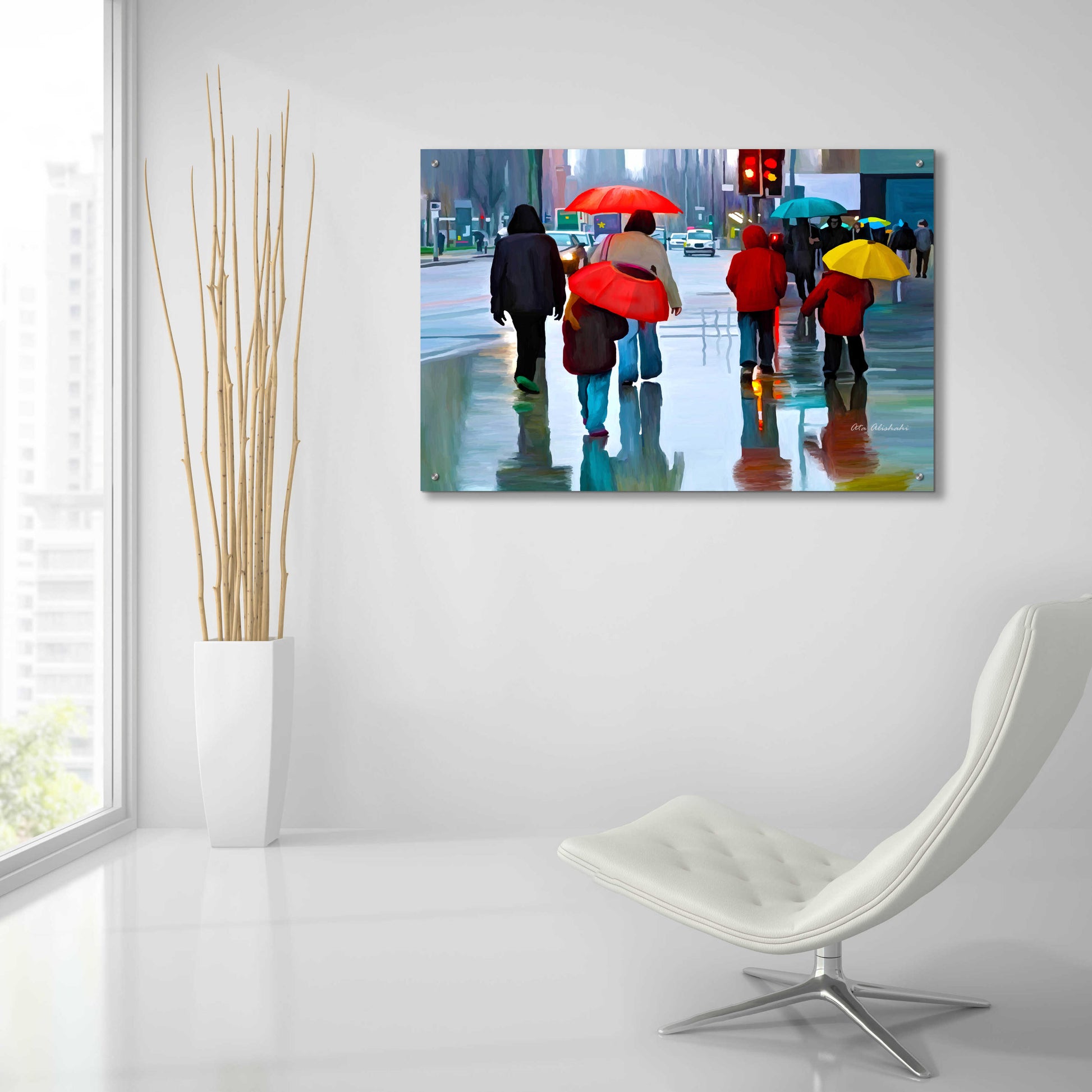 Epic Art 'Rainy Street' by Ata Alishahi, Acrylic Glass Wall Art,36x24