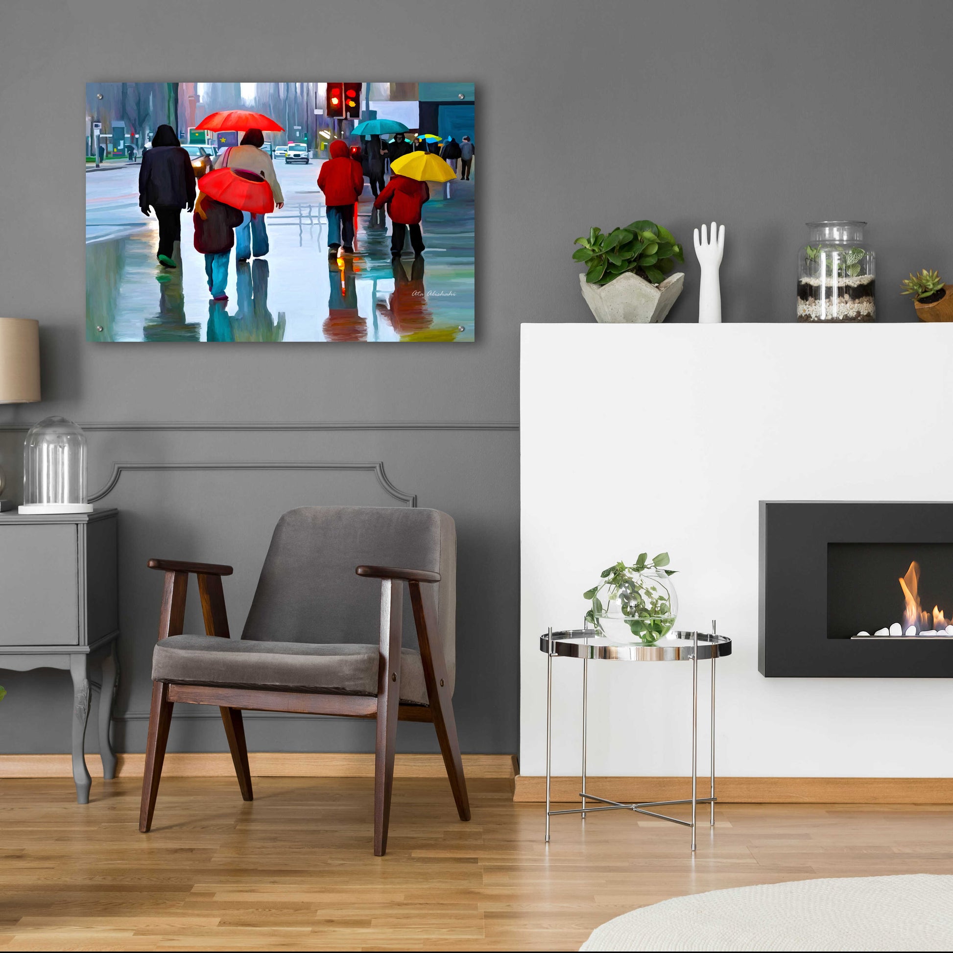 Epic Art 'Rainy Street' by Ata Alishahi, Acrylic Glass Wall Art,36x24