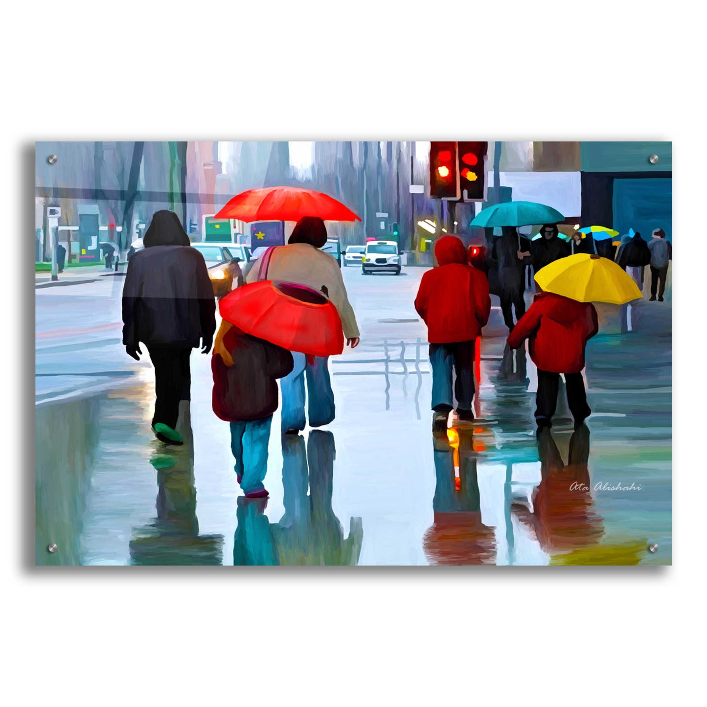 Epic Art 'Rainy Street' by Ata Alishahi, Acrylic Glass Wall Art,36x24