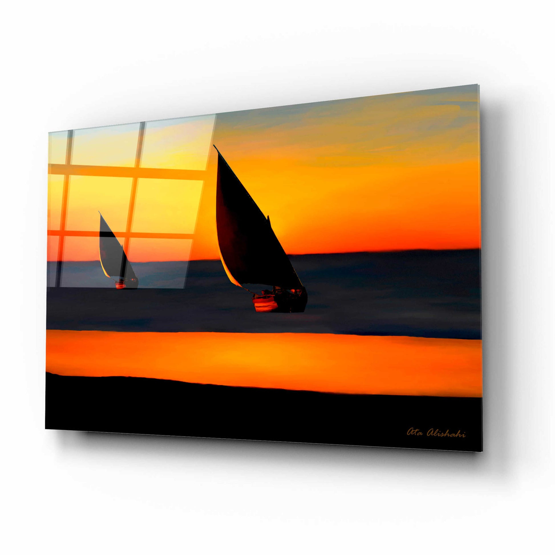 Epic Art 'Sunset' by Ata Alishahi, Acrylic Glass Wall Art,16x12