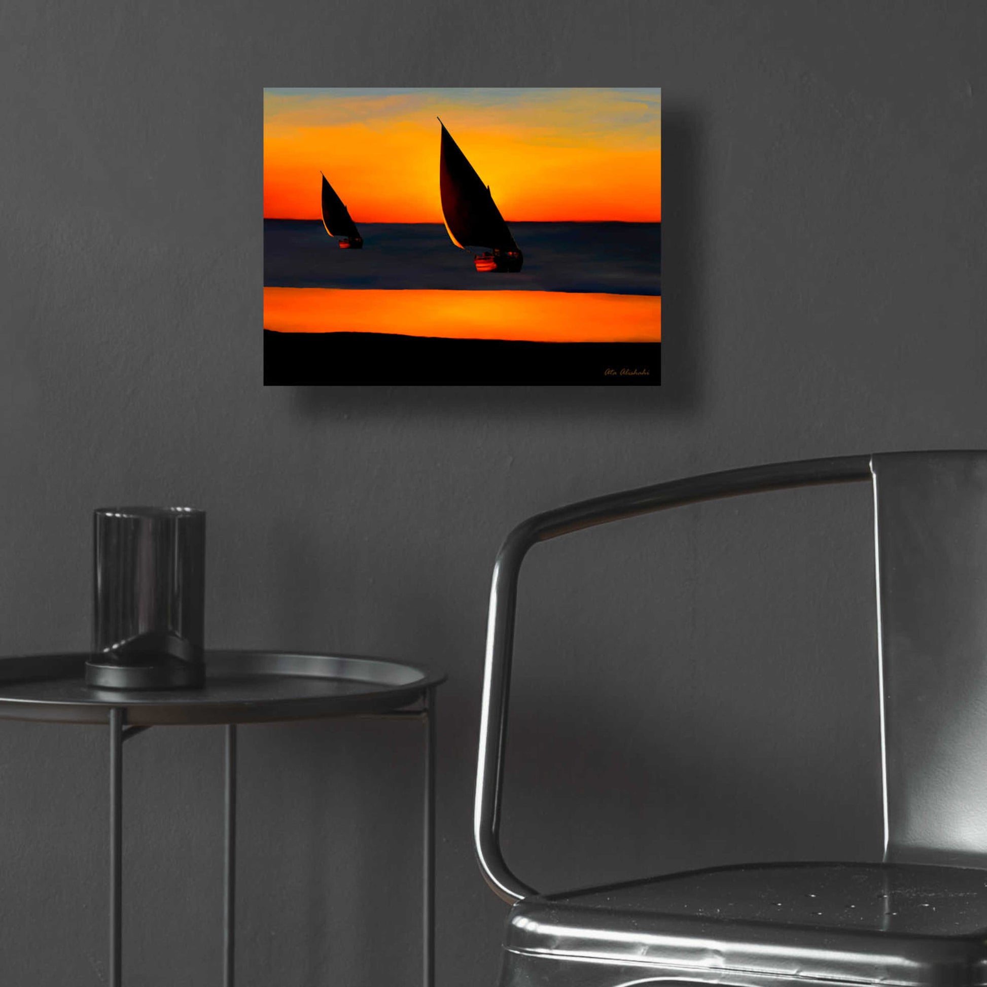 Epic Art 'Sunset' by Ata Alishahi, Acrylic Glass Wall Art,16x12