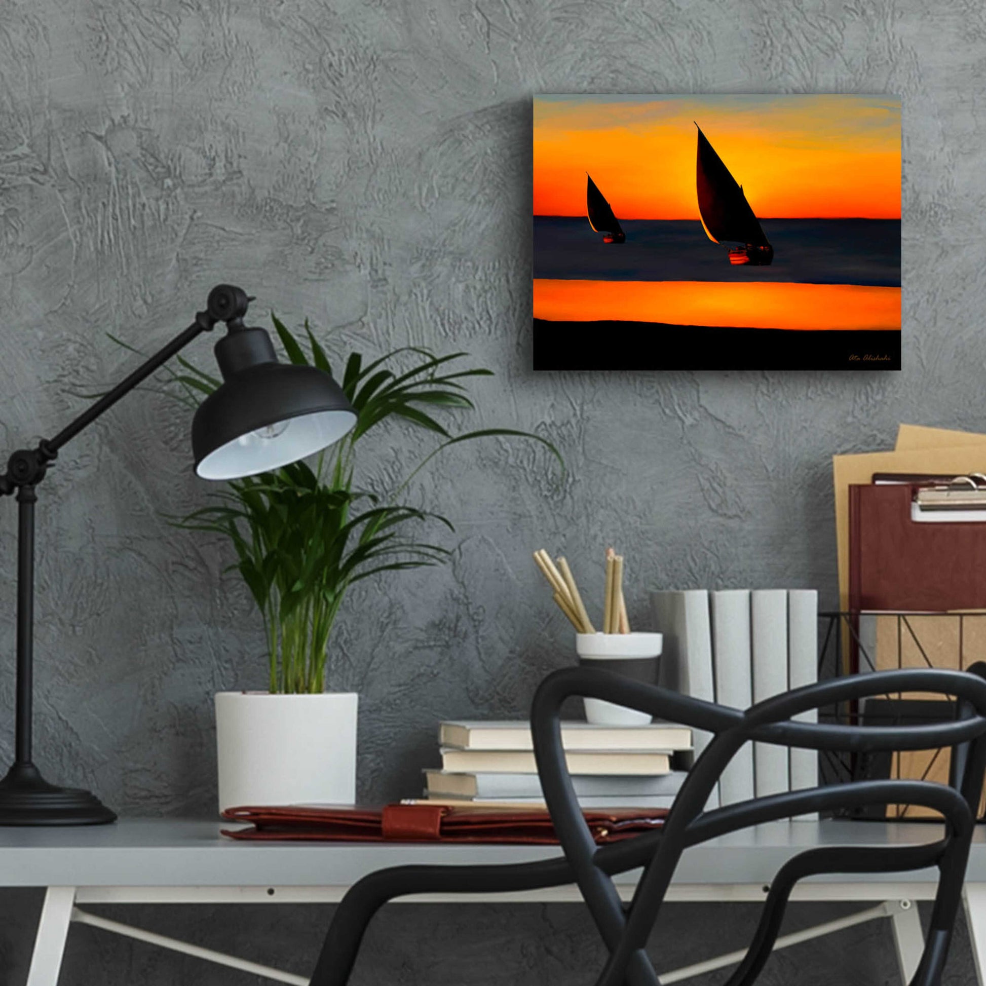 Epic Art 'Sunset' by Ata Alishahi, Acrylic Glass Wall Art,16x12