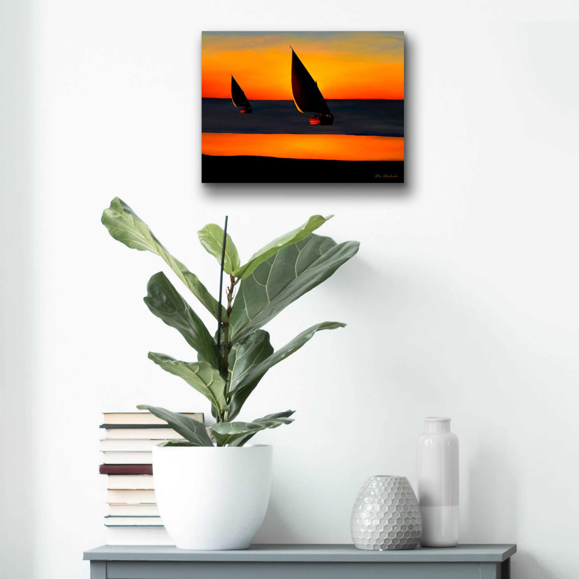 Epic Art 'Sunset' by Ata Alishahi, Acrylic Glass Wall Art,16x12