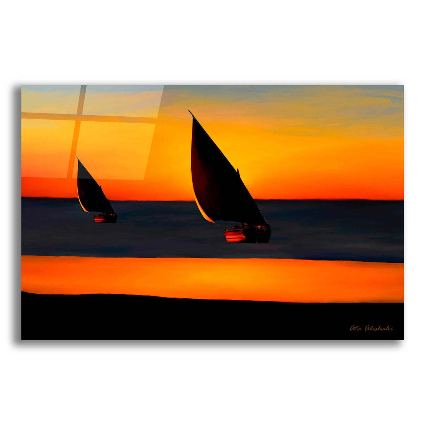 Epic Art 'Sunset' by Ata Alishahi, Acrylic Glass Wall Art,24x16