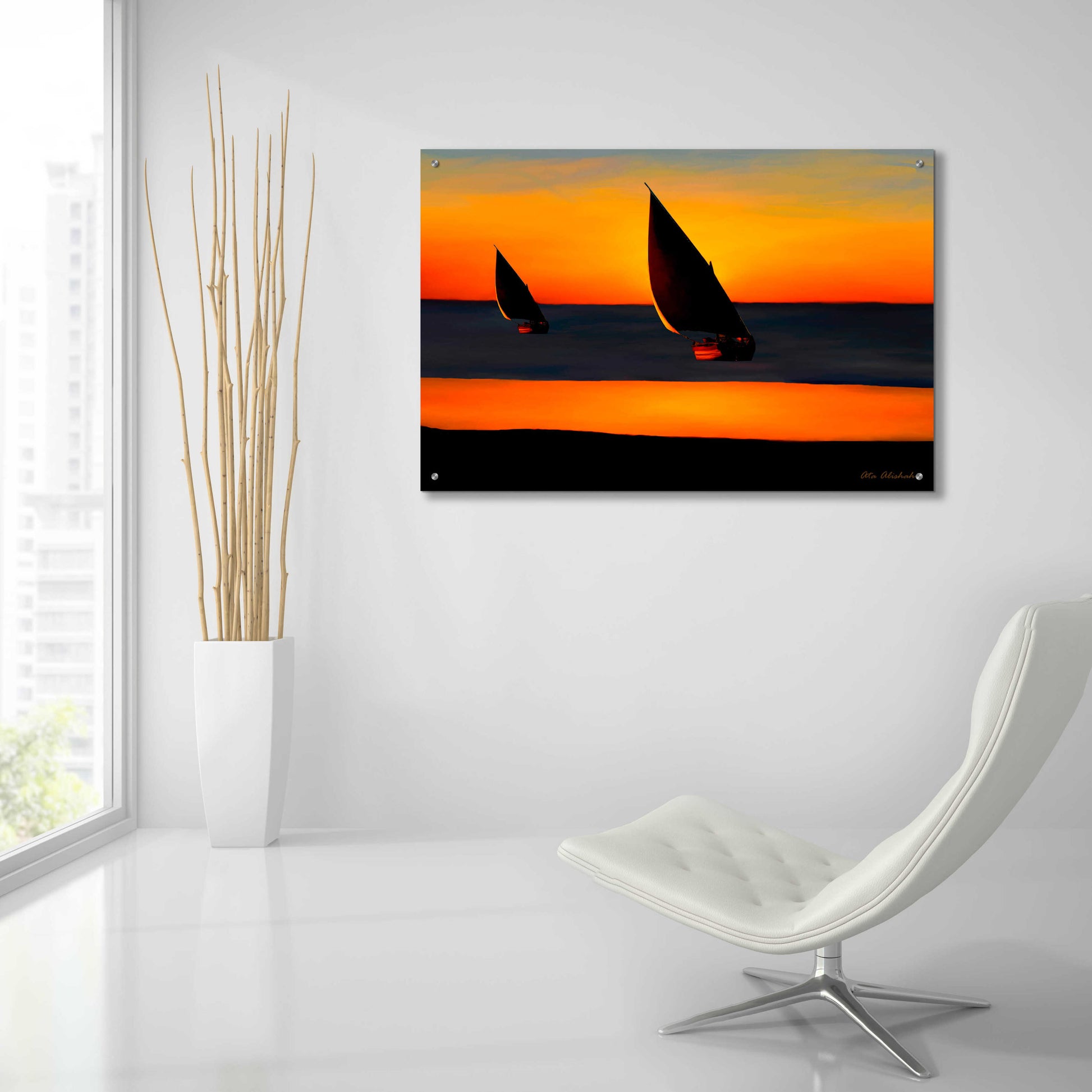 Epic Art 'Sunset' by Ata Alishahi, Acrylic Glass Wall Art,36x24