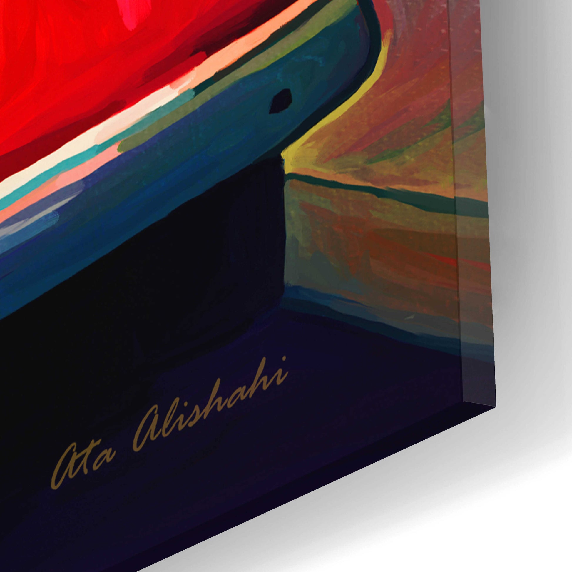 Epic Art 'Red Car' by Ata Alishahi, Acrylic Glass Wall Art,16x12