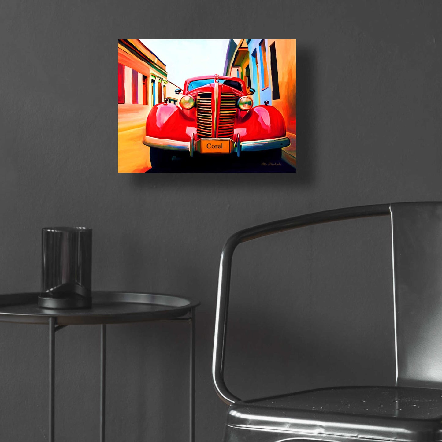 Epic Art 'Red Car' by Ata Alishahi, Acrylic Glass Wall Art,16x12