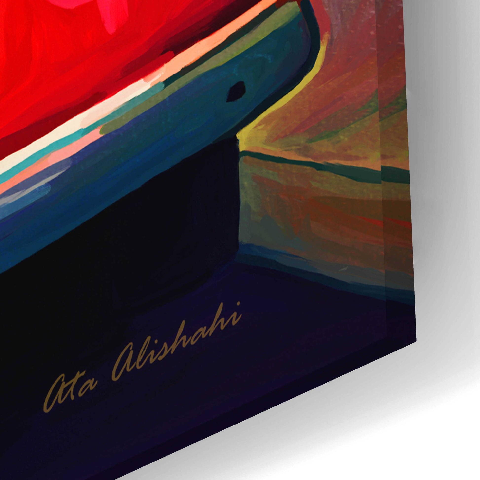 Epic Art 'Red Car' by Ata Alishahi, Acrylic Glass Wall Art,24x16