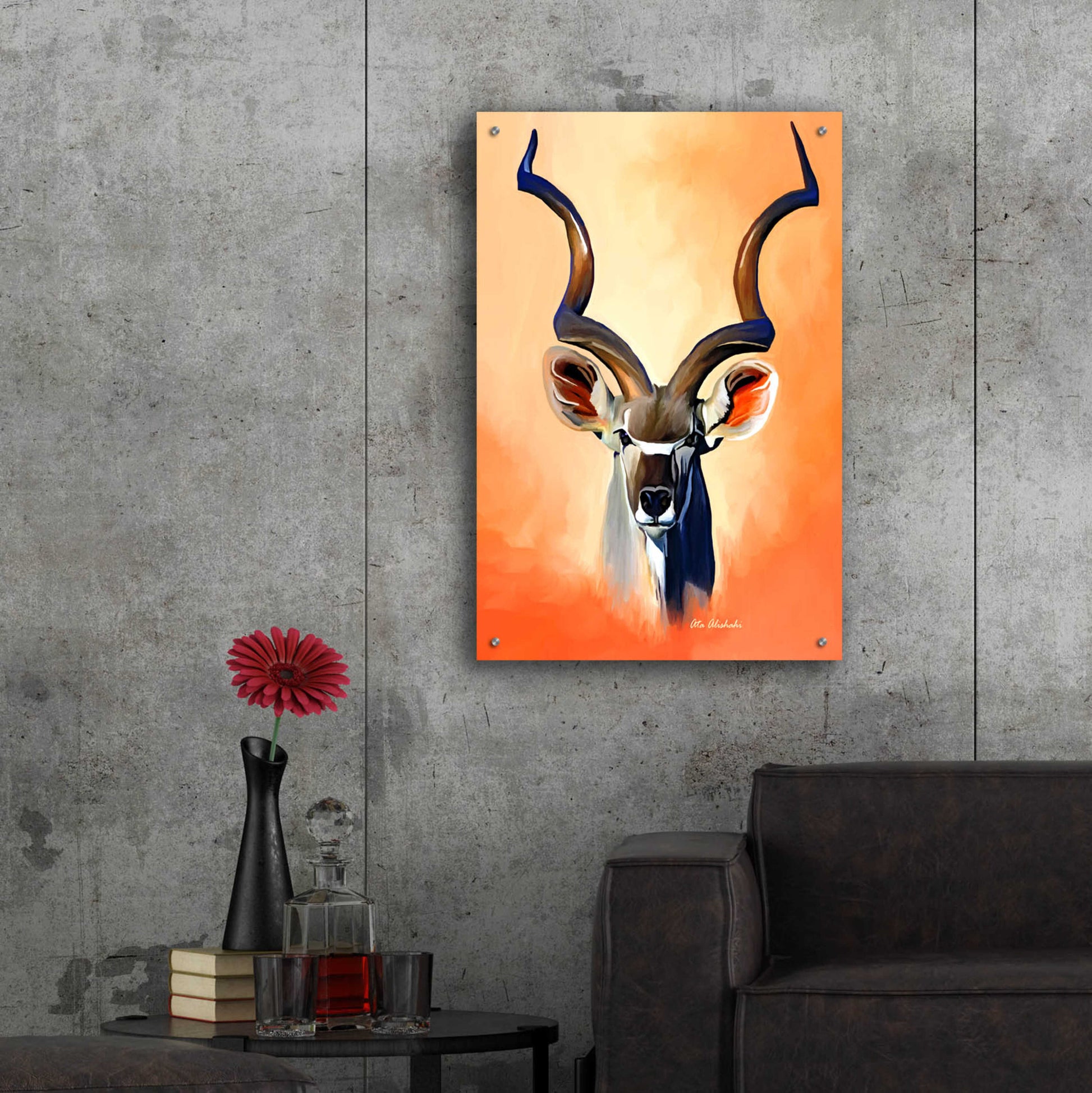 Epic Art 'Antelope Head' by Ata Alishahi, Acrylic Glass Wall Art,24x36