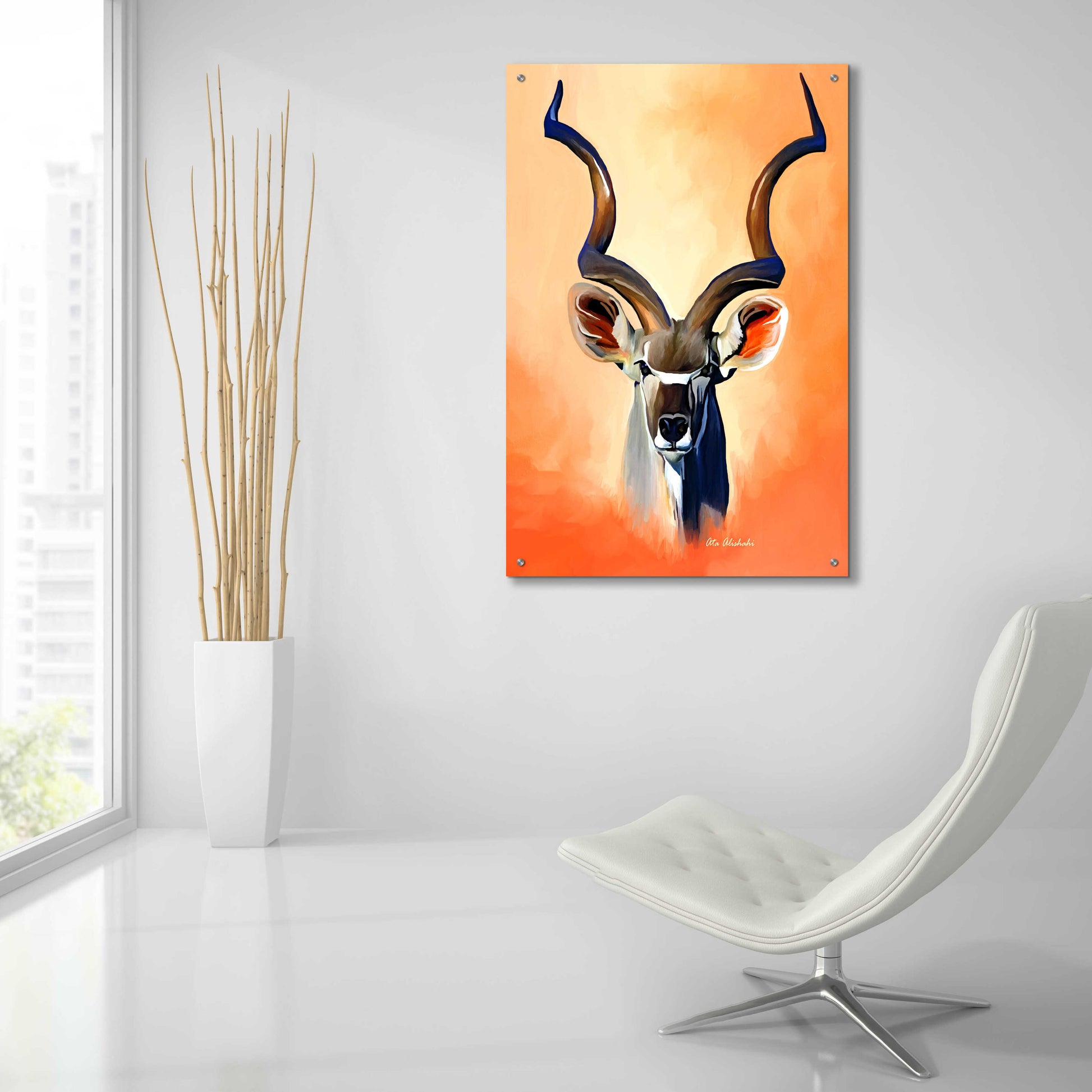 Epic Art 'Antelope Head' by Ata Alishahi, Acrylic Glass Wall Art,24x36