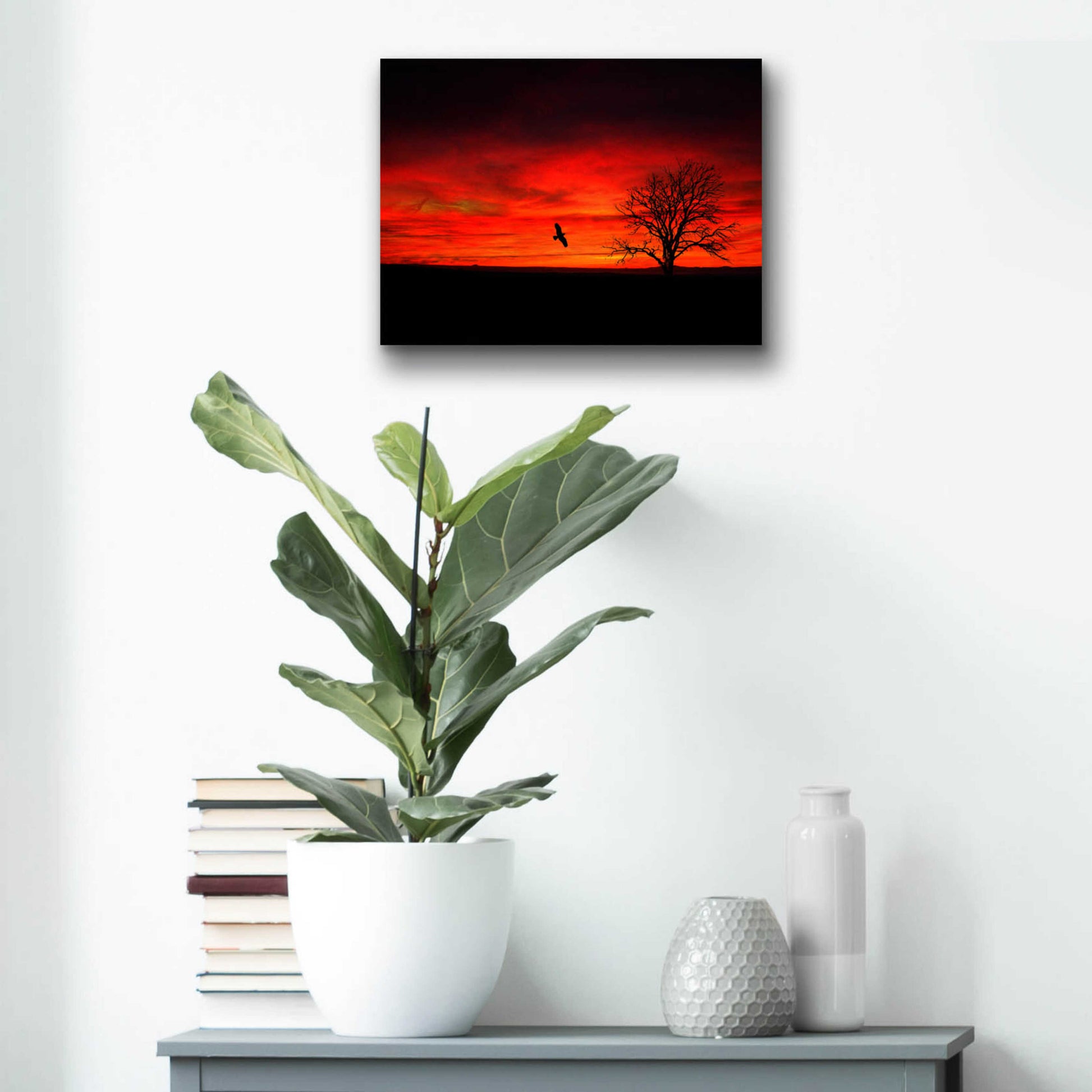 Epic Art 'Lone Tree And A Bird' by Ata Alishahi, Acrylic Glass Wall Art,16x12