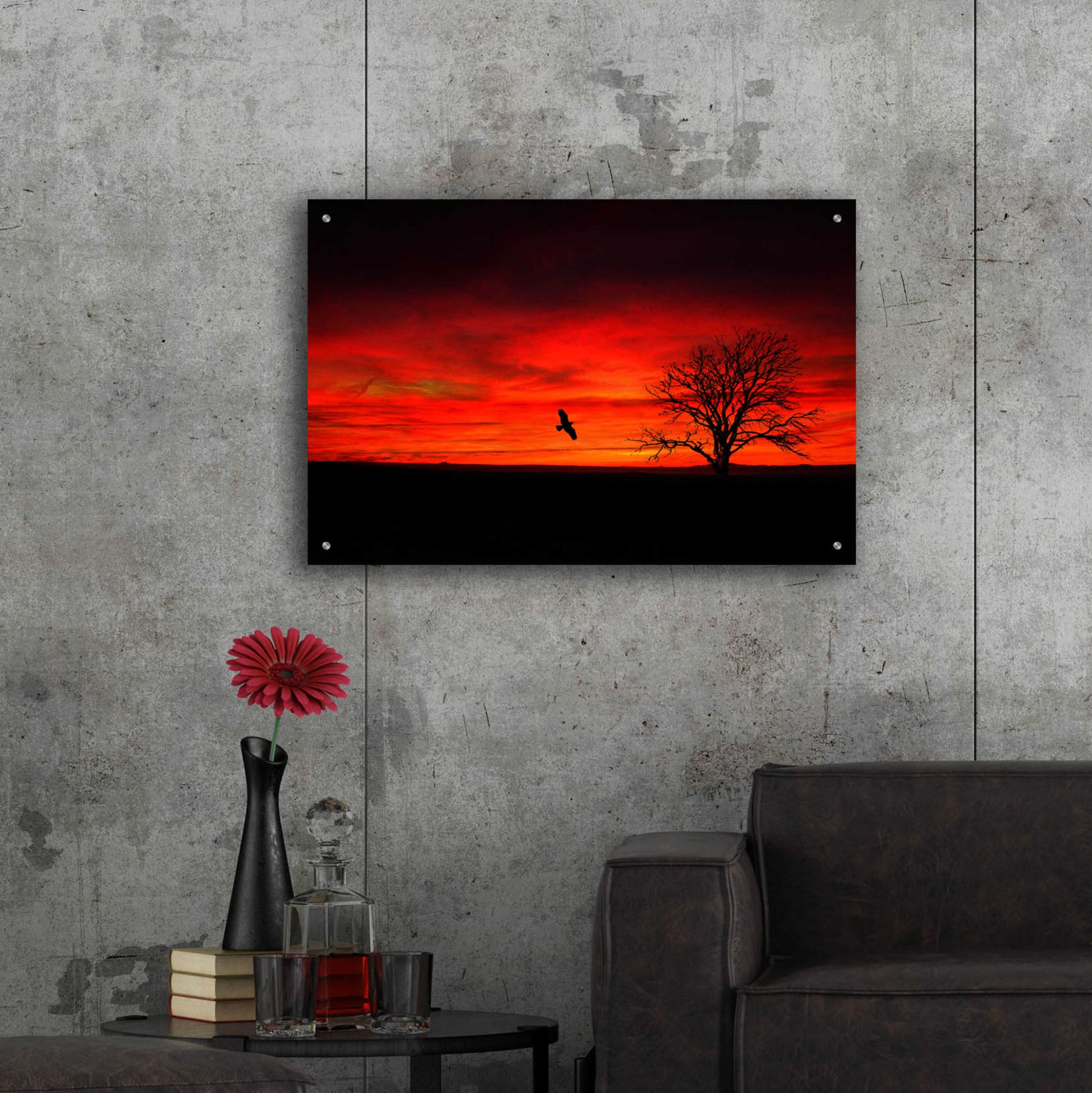 Epic Art 'Lone Tree And A Bird' by Ata Alishahi, Acrylic Glass Wall Art,36x24