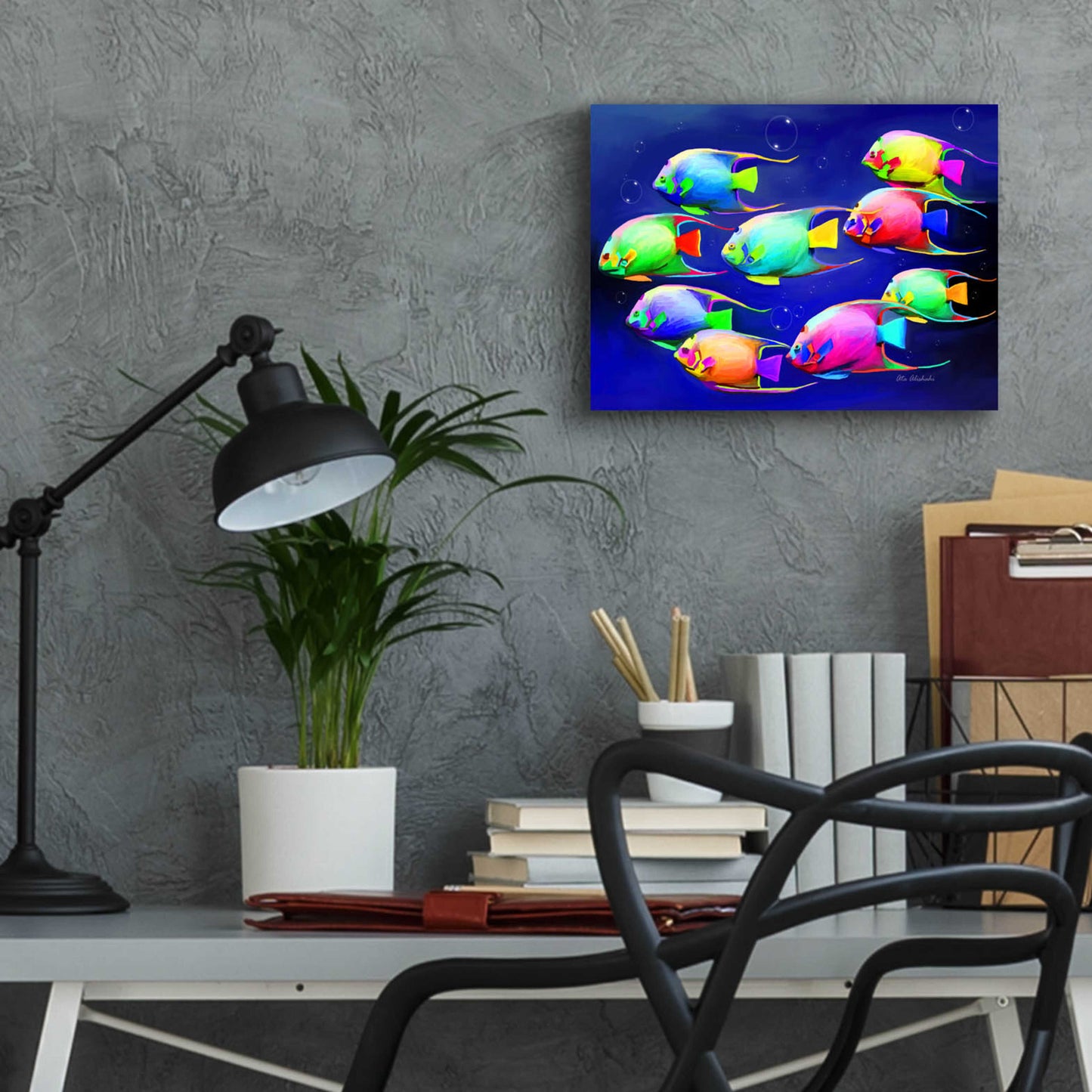 Epic Art 'Colorful Fishes 2' by Ata Alishahi, Acrylic Glass Wall Art,16x12