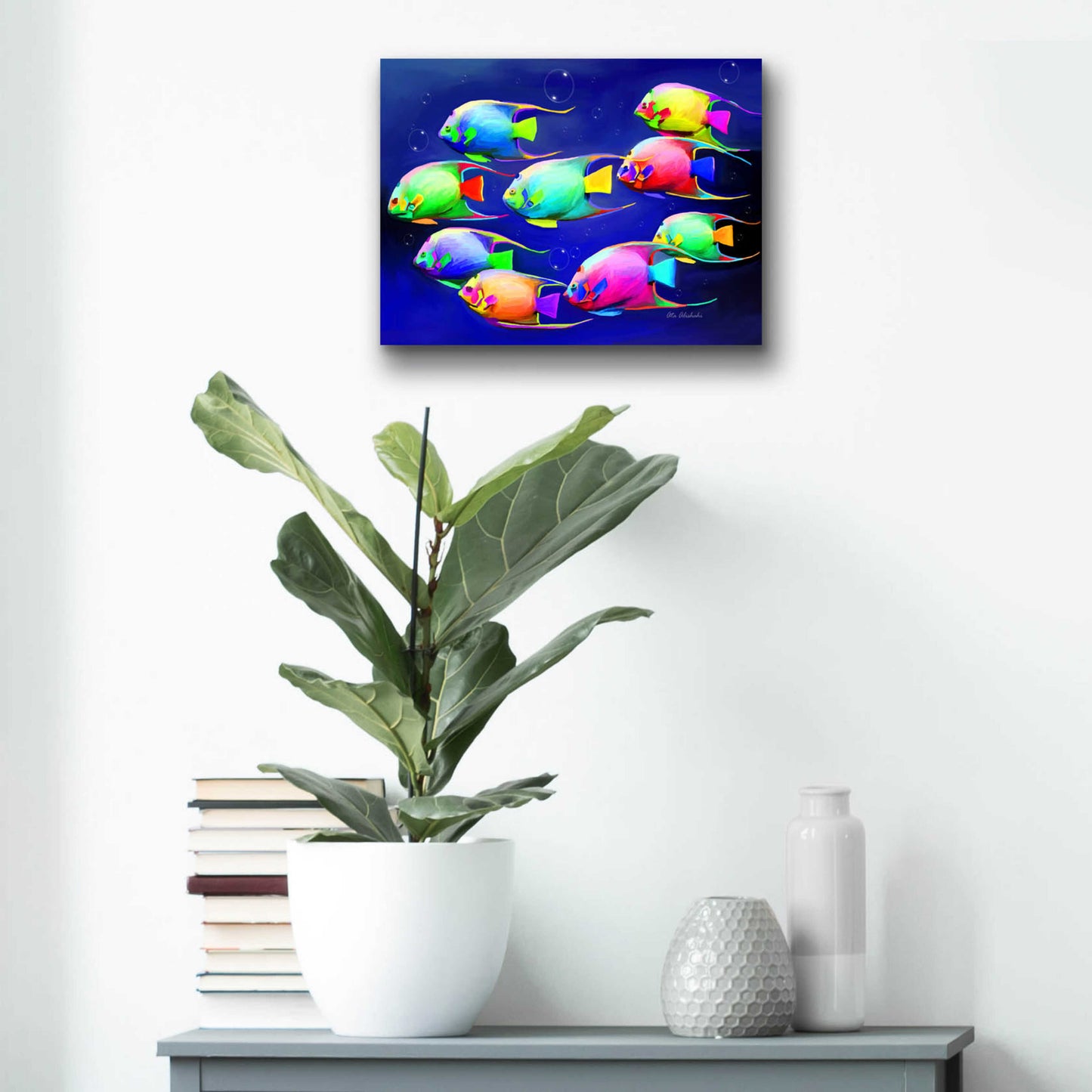 Epic Art 'Colorful Fishes 2' by Ata Alishahi, Acrylic Glass Wall Art,16x12