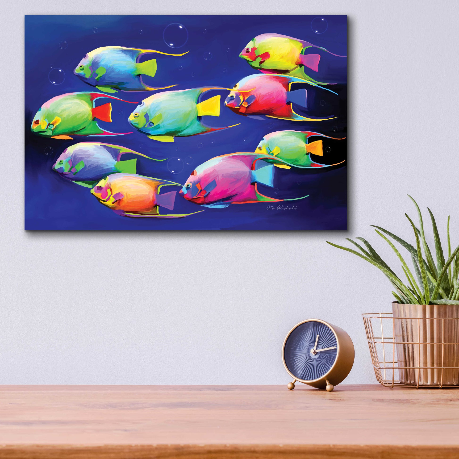 Epic Art 'Colorful Fishes 2' by Ata Alishahi, Acrylic Glass Wall Art,16x12