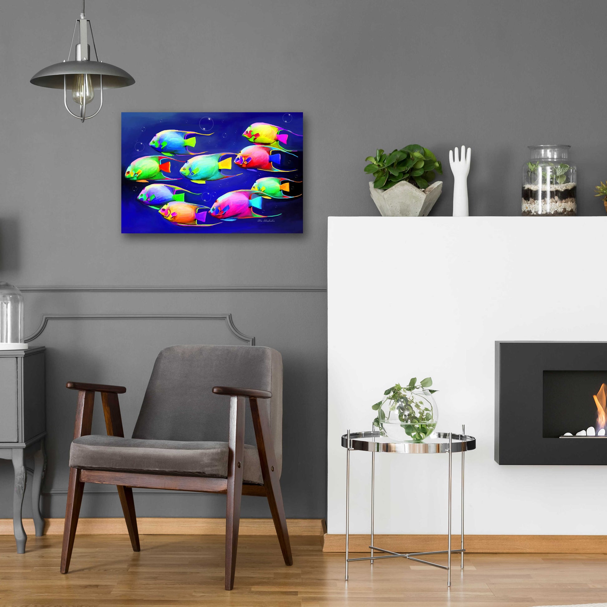 Epic Art 'Colorful Fishes 2' by Ata Alishahi, Acrylic Glass Wall Art,24x16