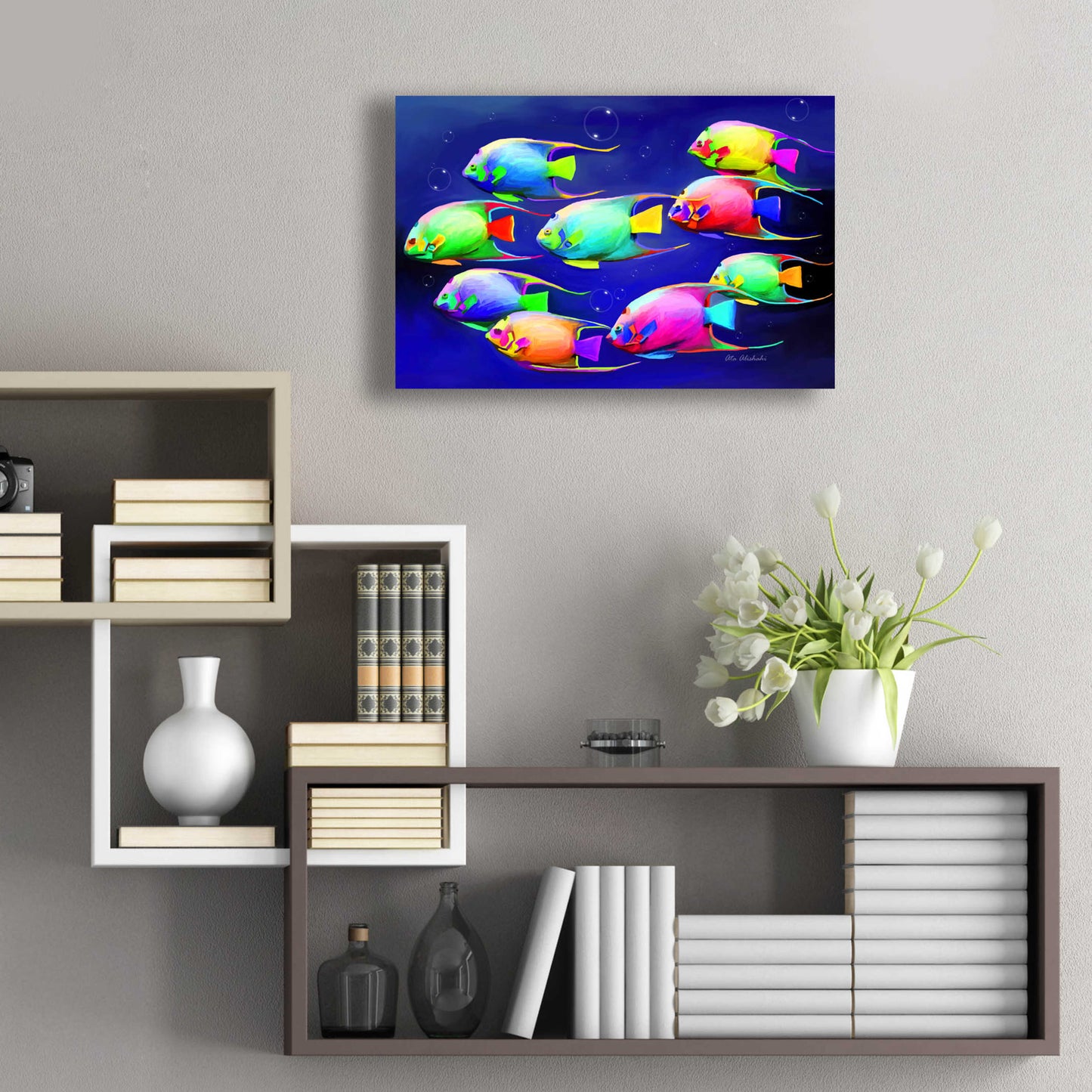 Epic Art 'Colorful Fishes 2' by Ata Alishahi, Acrylic Glass Wall Art,24x16