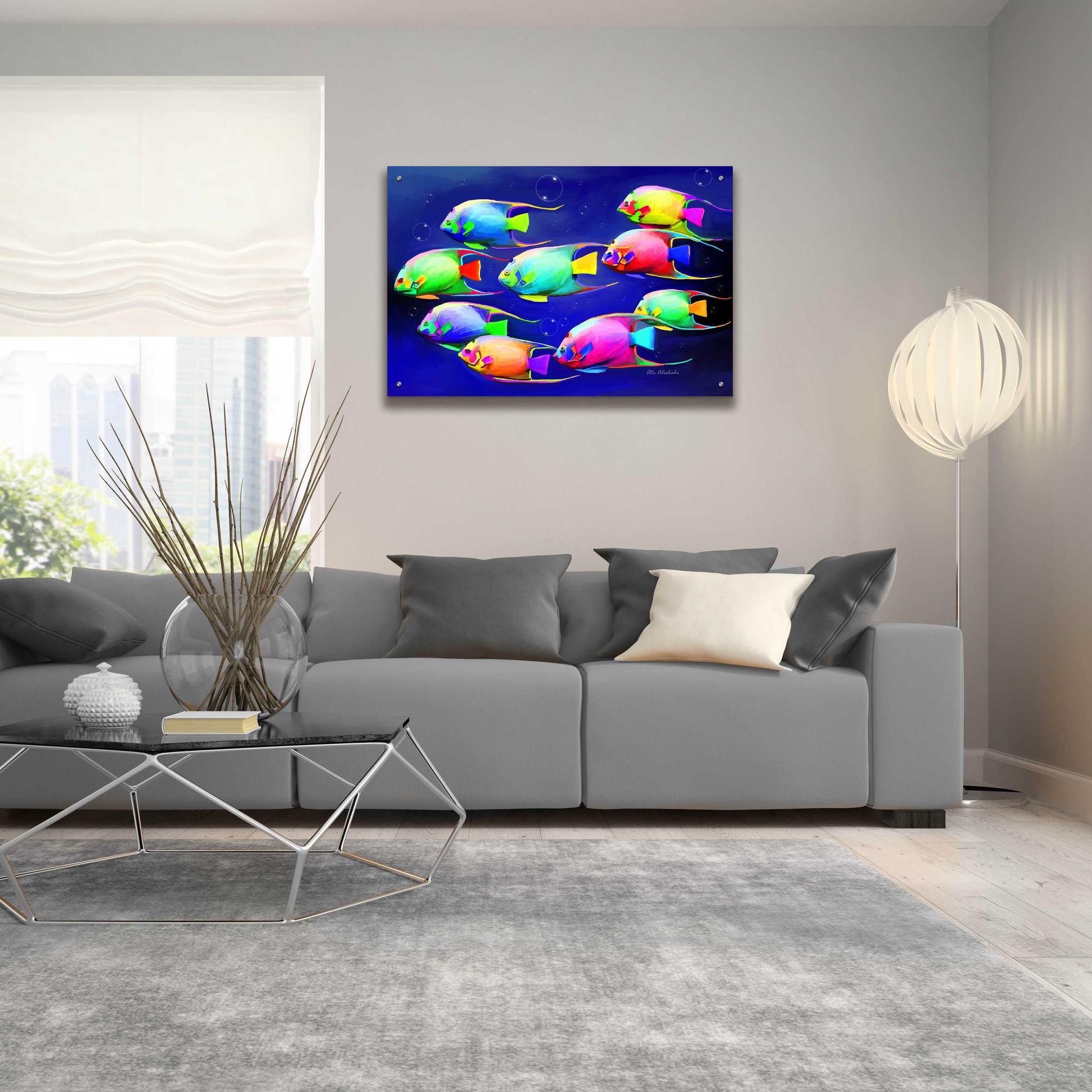 Epic Art 'Colorful Fishes 2' by Ata Alishahi, Acrylic Glass Wall Art,36x24