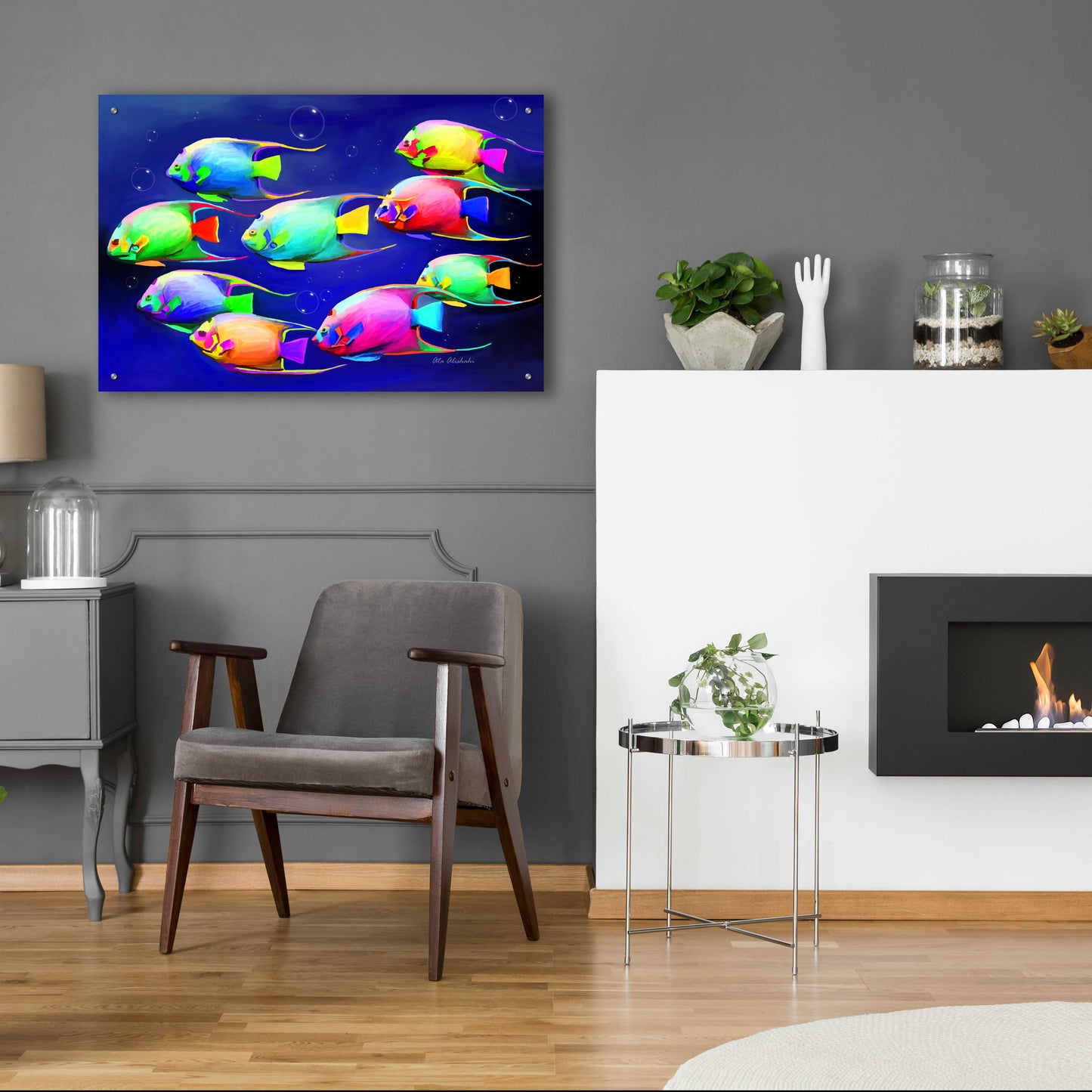 Epic Art 'Colorful Fishes 2' by Ata Alishahi, Acrylic Glass Wall Art,36x24