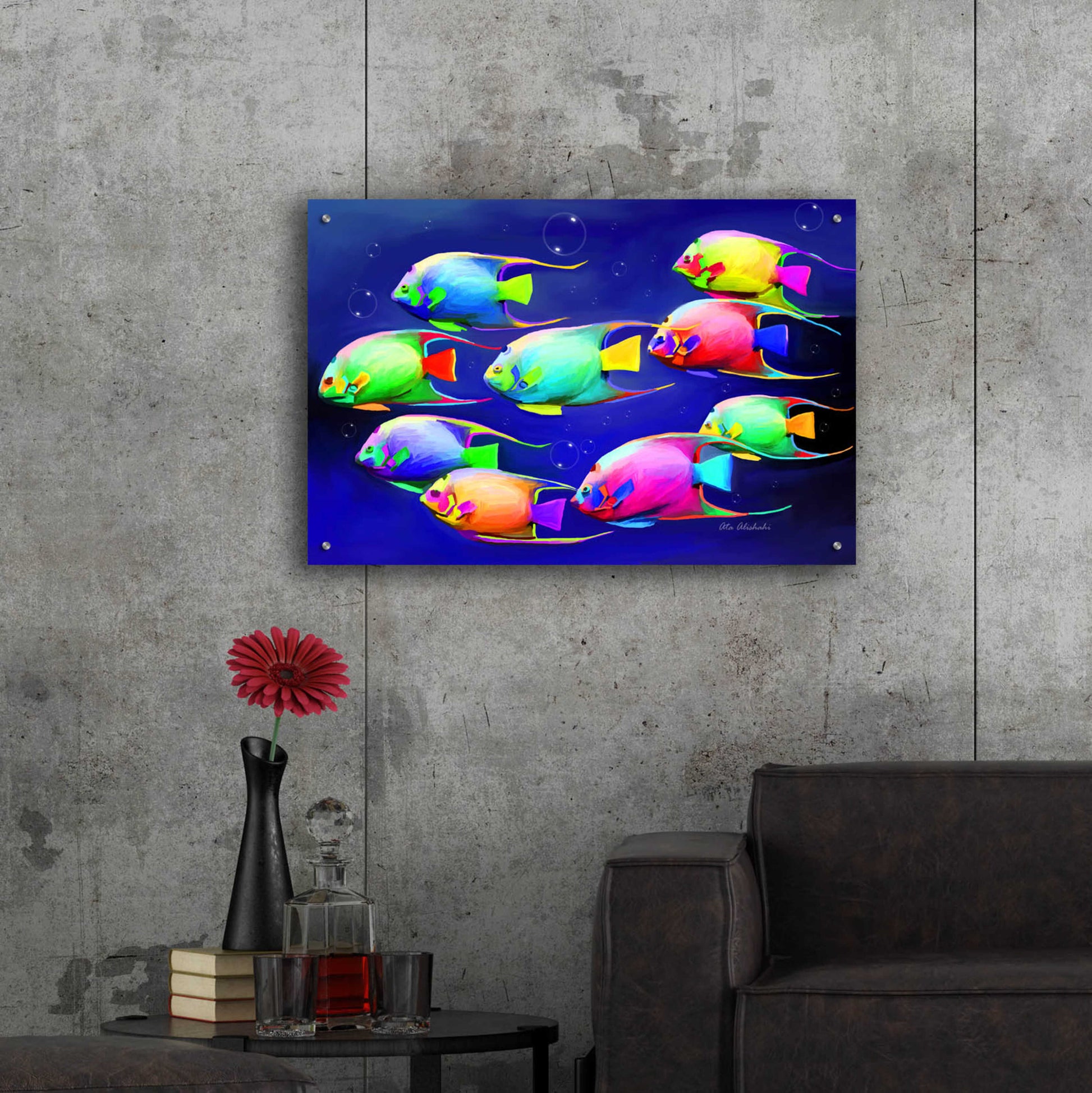 Epic Art 'Colorful Fishes 2' by Ata Alishahi, Acrylic Glass Wall Art,36x24