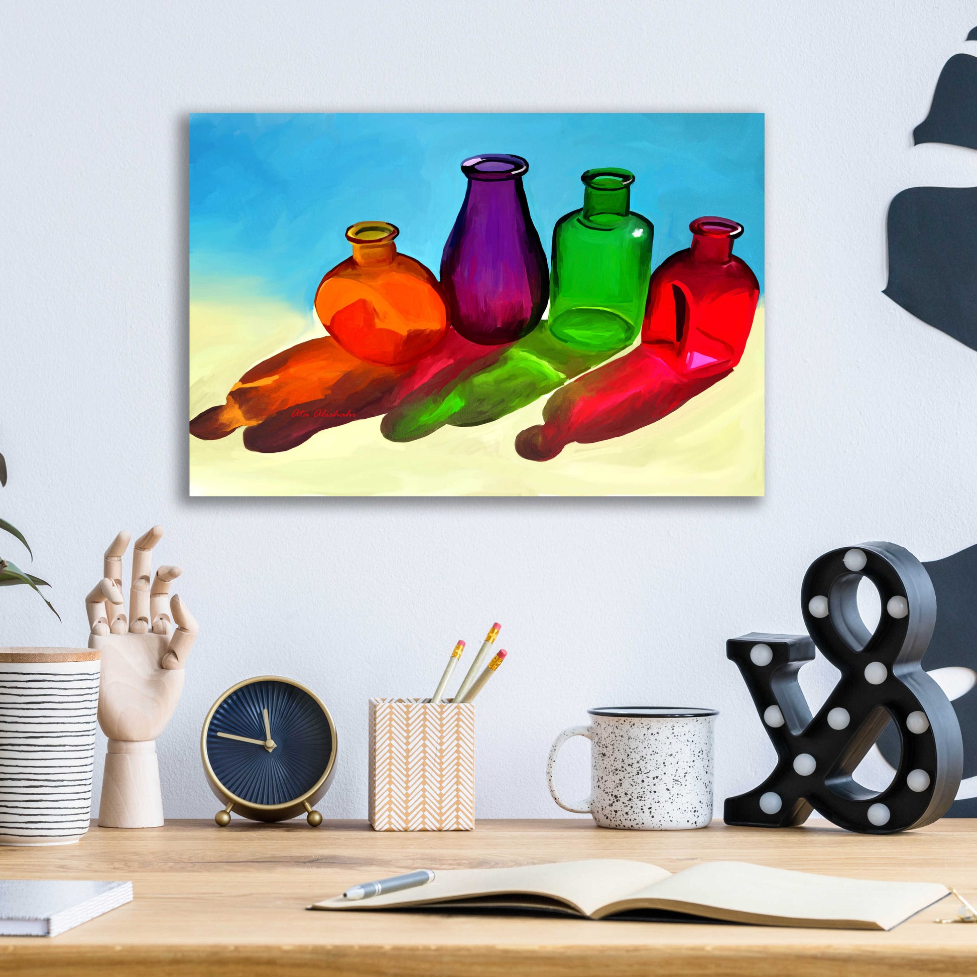 Epic Art 'Colorful Bottles' by Ata Alishahi, Acrylic Glass Wall Art,16x12