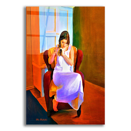 Epic Art 'Lady Sitting On A Chair' by Ata Alishahi, Acrylic Glass Wall Art