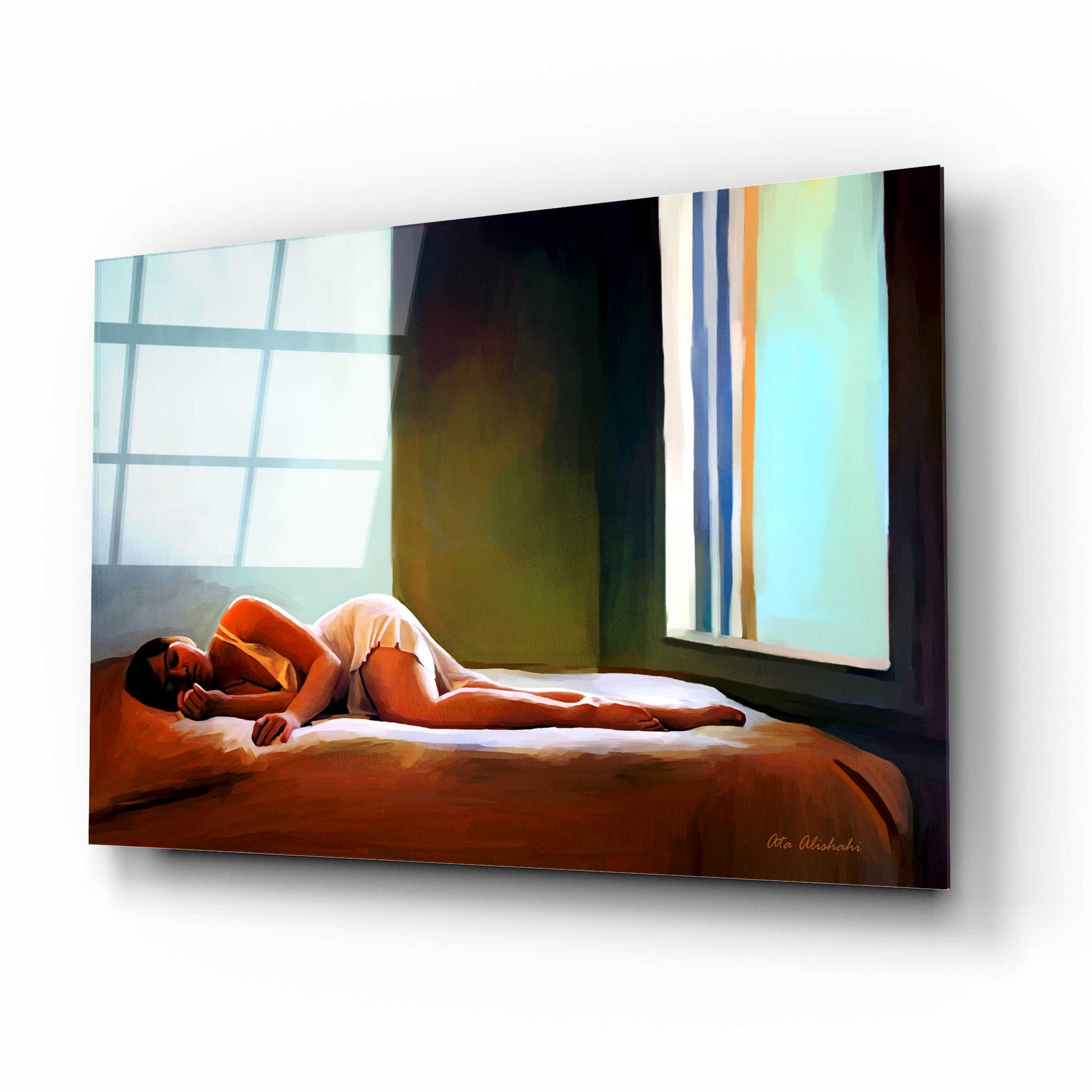 Epic Art 'Sleeping Lady' by Ata Alishahi, Acrylic Glass Wall Art,16x12