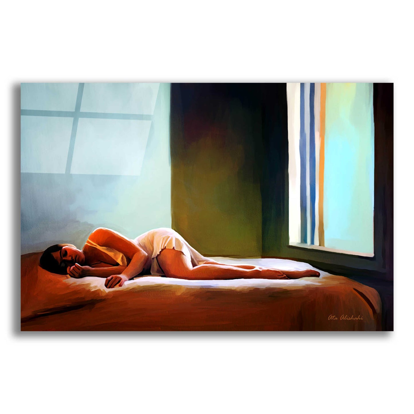 Epic Art 'Sleeping Lady' by Ata Alishahi, Acrylic Glass Wall Art,16x12