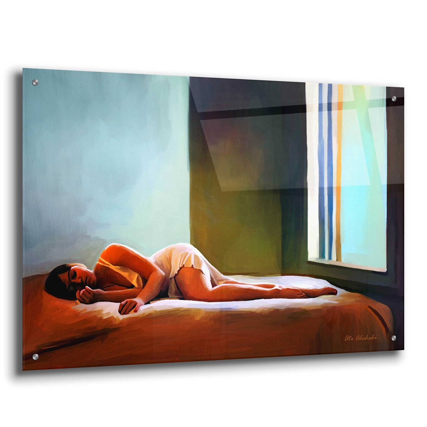 Epic Art 'Sleeping Lady' by Ata Alishahi, Acrylic Glass Wall Art,36x24